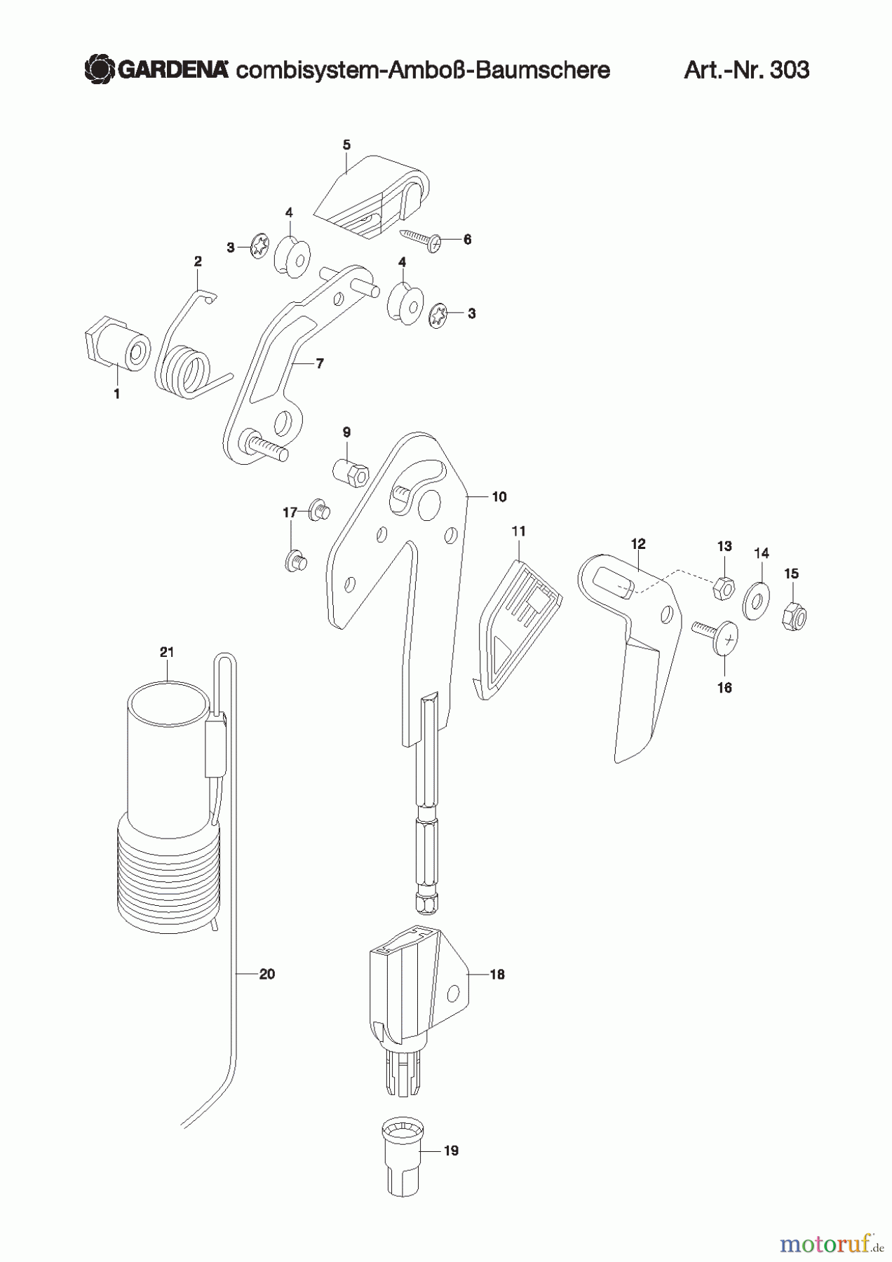  Gardena Gartenschere cs-Amboss-Baumschere
