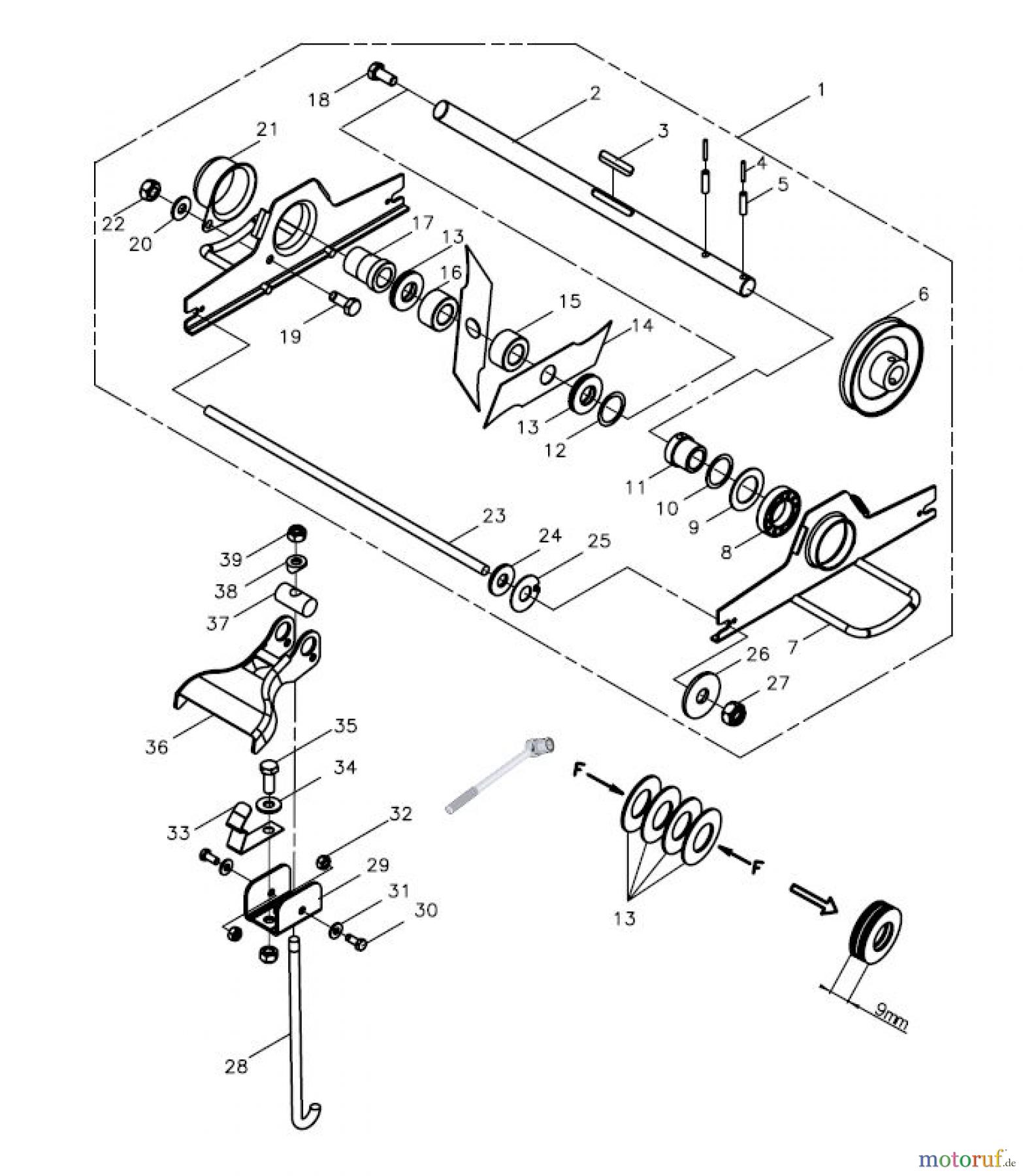 Tielbürger Vertikutierer tv460H Messerwelle mit festen Messern