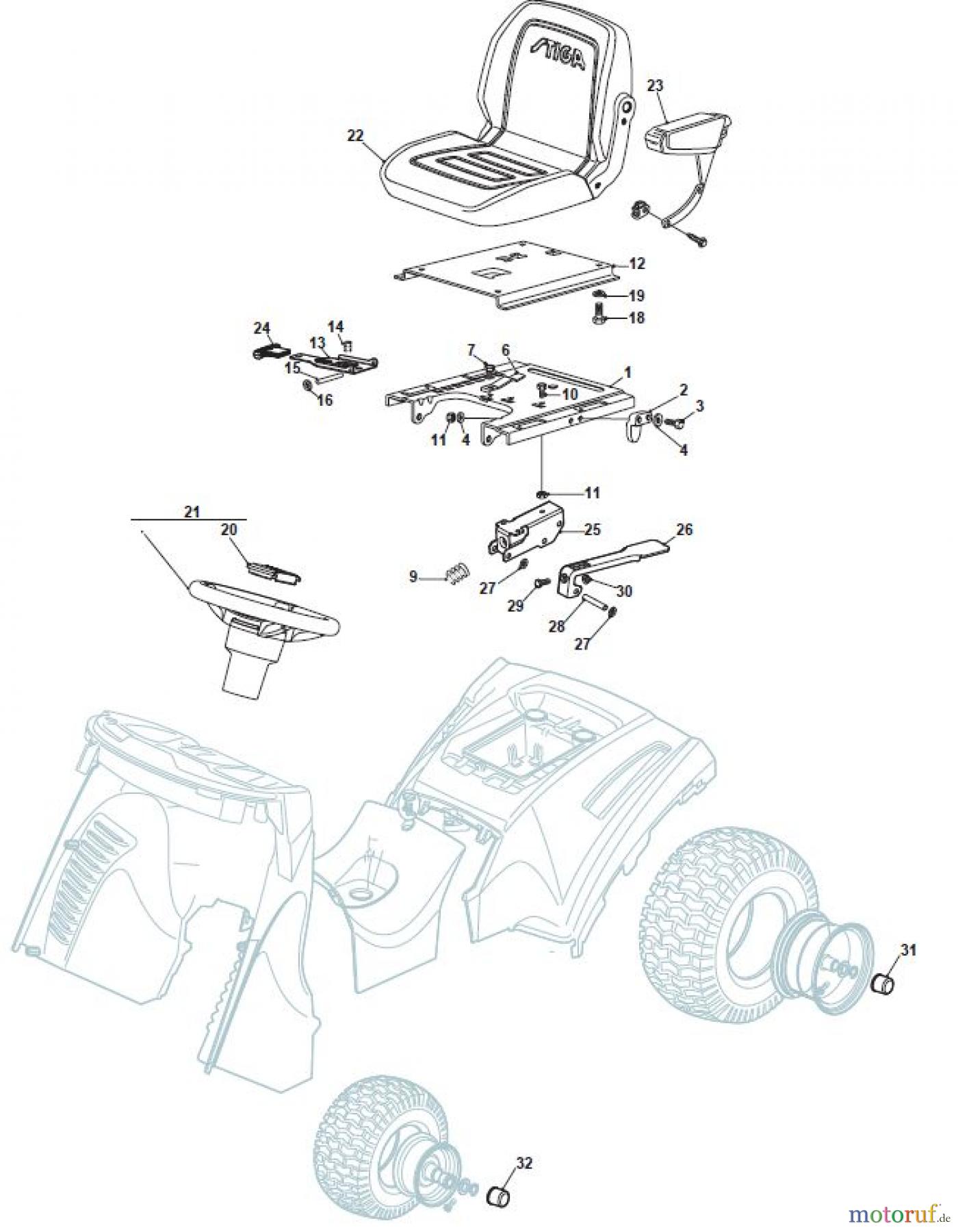 Global Garden Products GGP Aufsitzmäher Sammler Cellecting Pro 2017 THX 122 Hydro Seat & Steering Wheel for Stiga Models