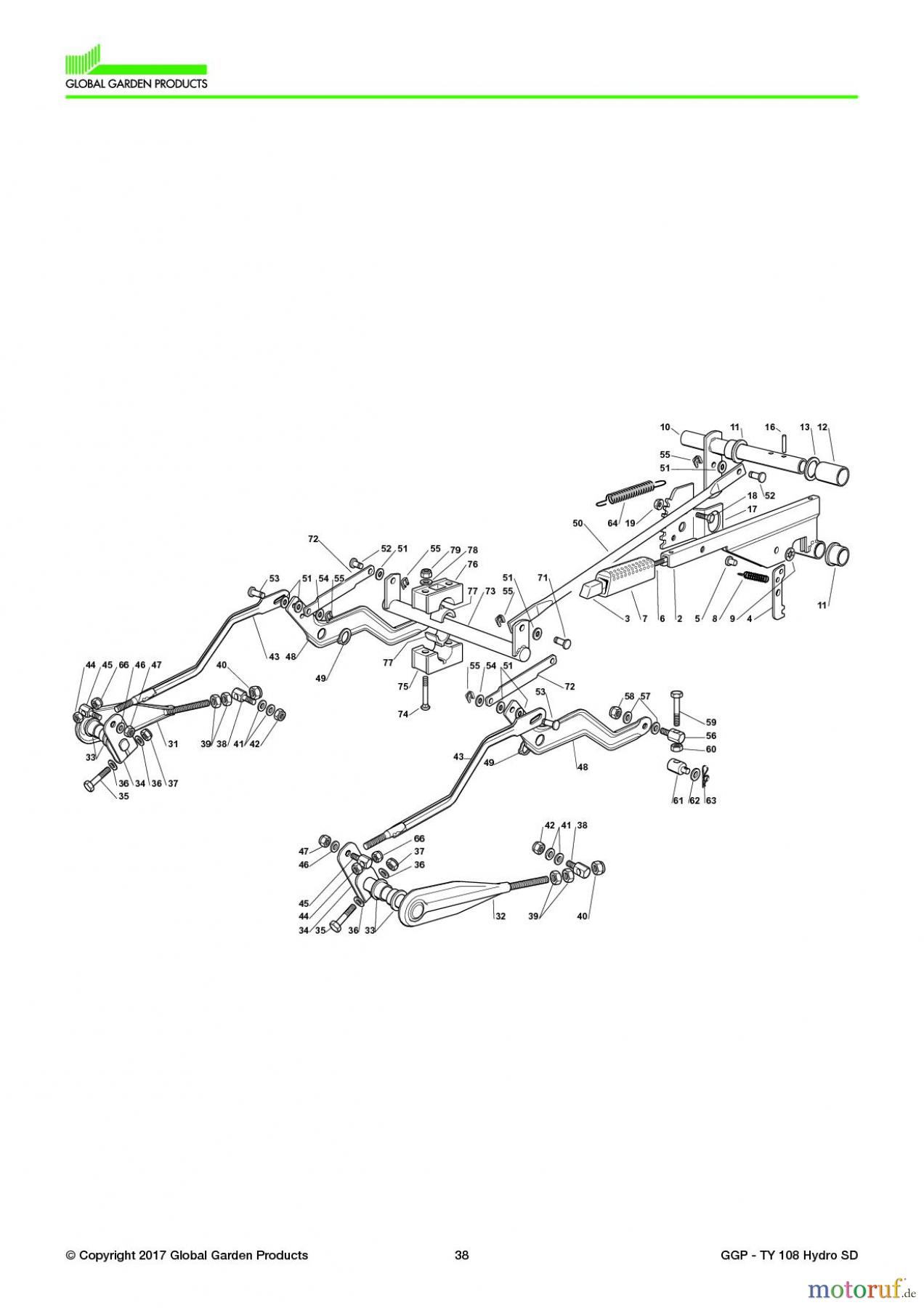 Global Garden Products GGP Aufsitzmäher Seitenauswurf 108-118cm 2017 TY 108 Hydro SD Cutting Plate Lifting