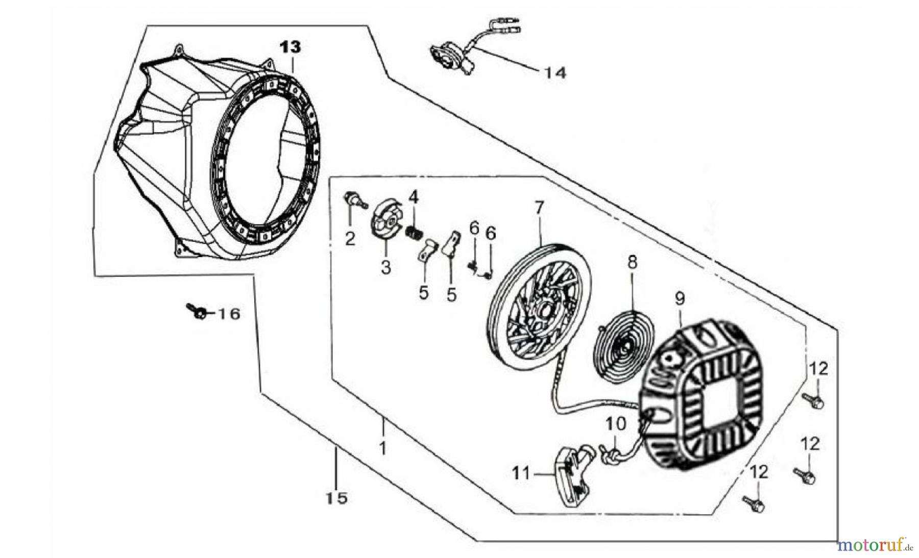  LONCIN Motoren LC165F, LC165FD, LC170F, LC170FD Seilzugstarter