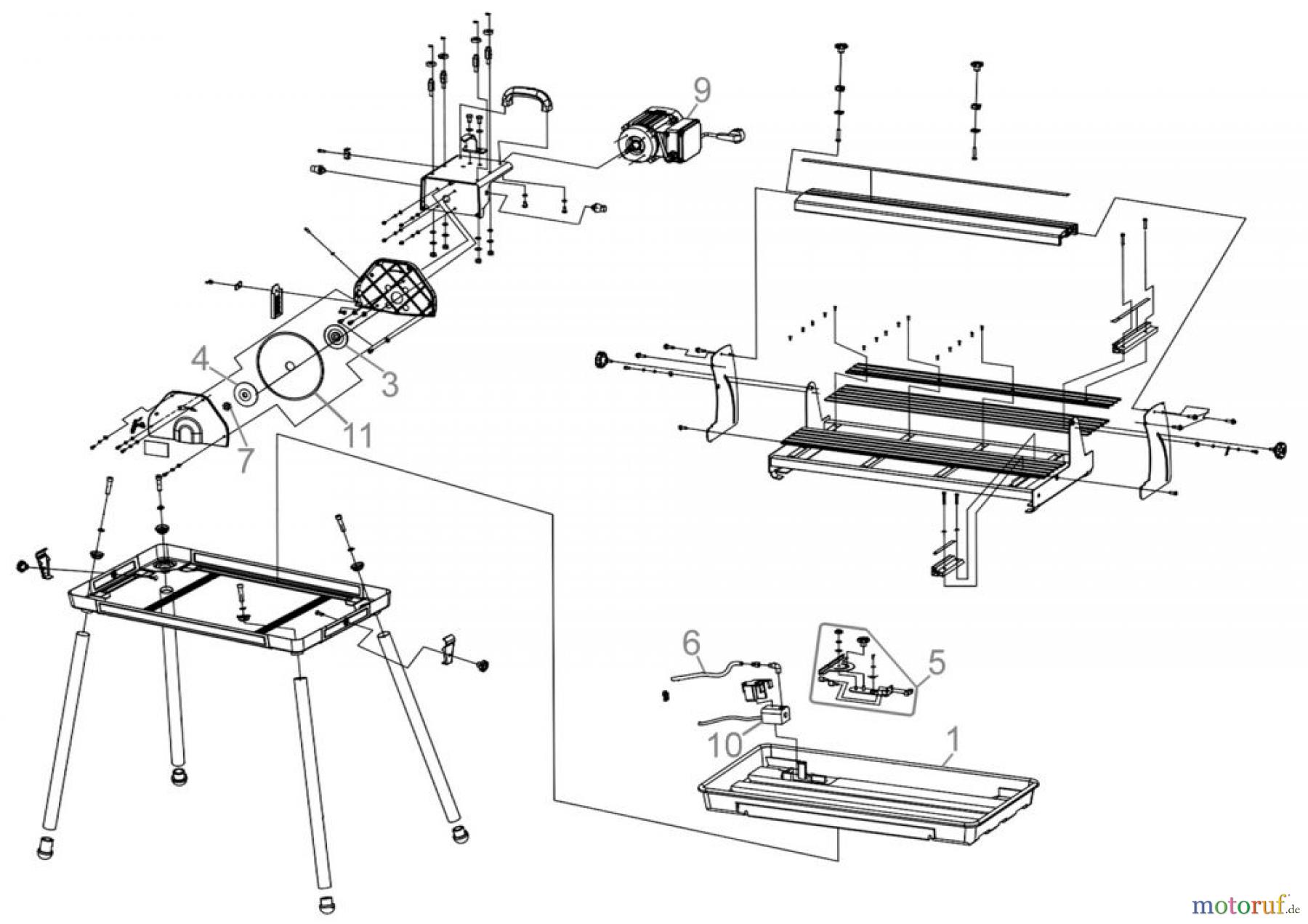 Güde Baugeräte Fliesenschneider Radialfliesenschneider RFS 200 - 55374 Ersatzteileversion FSL55374-01