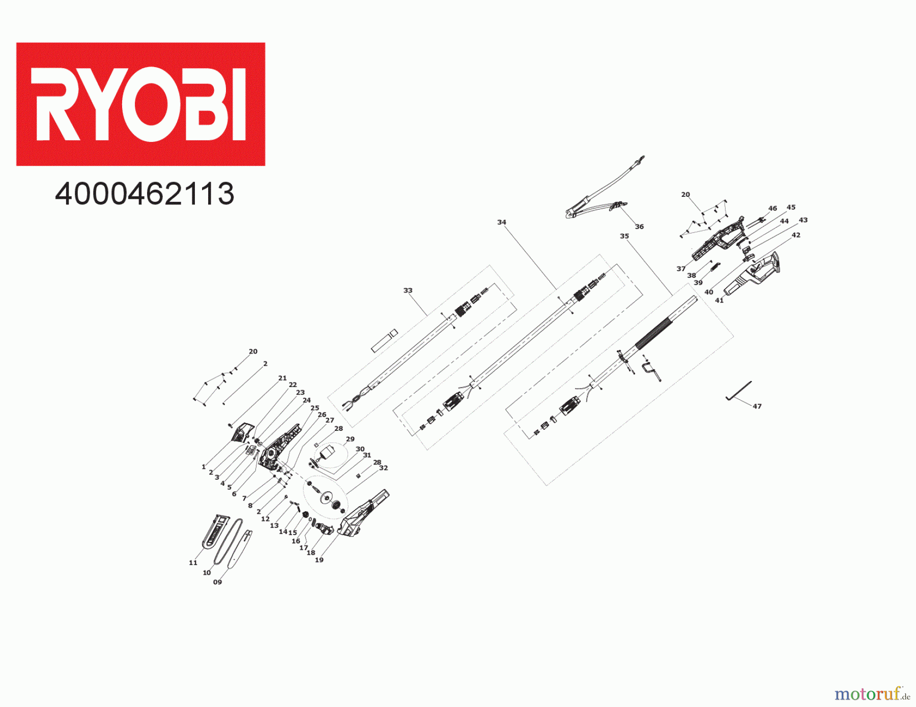  Ryobi Hochentaster RPP182020 18 V ONE+ Akku-Hochentaster, Schwertlänge 20 cm