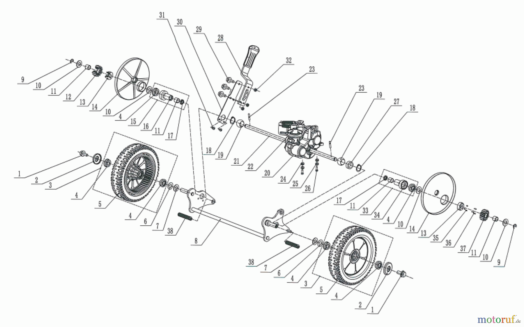 AS-Motor (neu) Rasen Mulch-Rasenmäher AS 530 CLIP A ab FNr. 028416070001 Hinterrad mit Antrieb