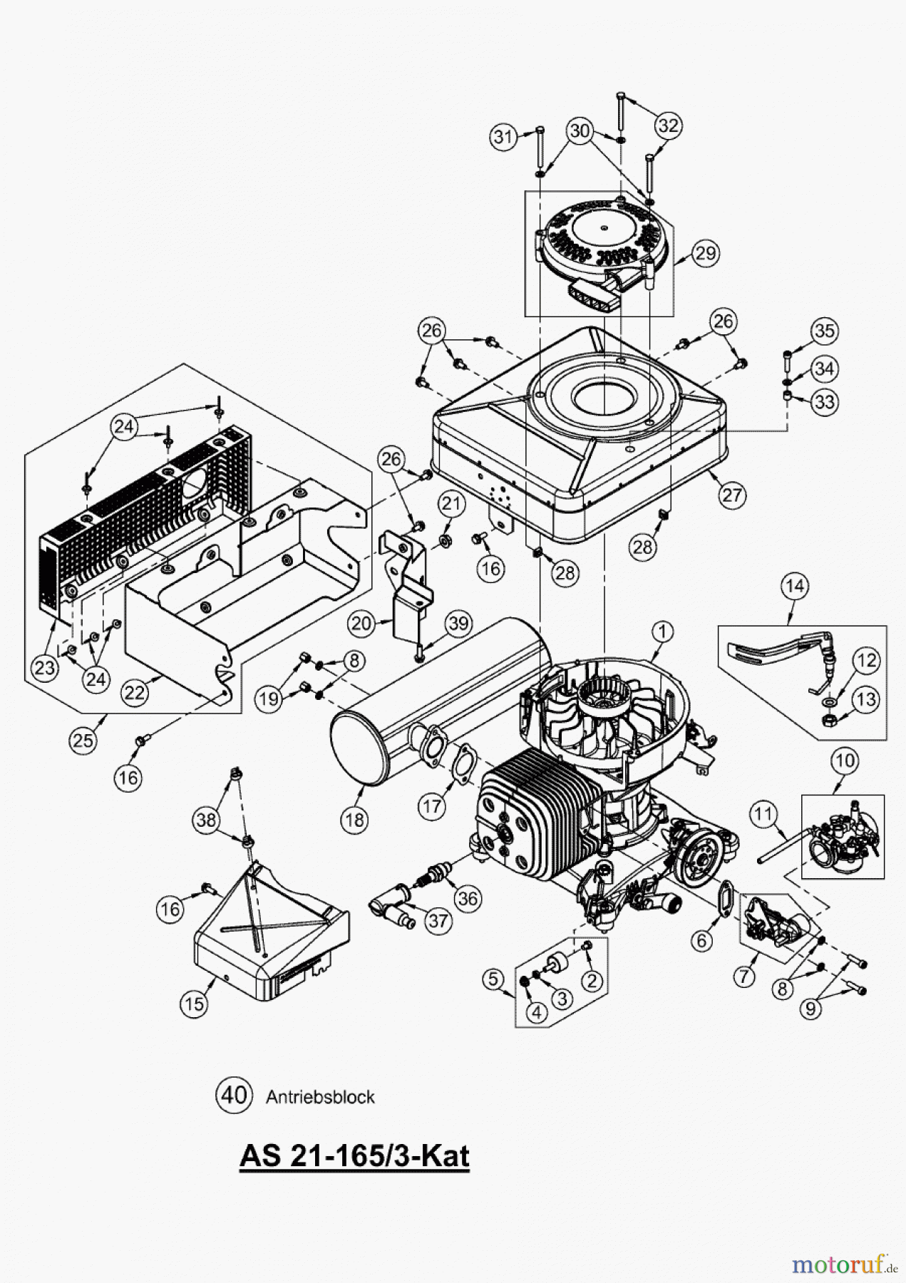 AS-Motor (neu) Hochgras Allmäher AS 21 AS 21 2T und AS 21-165/3-Kat ab FNr. 020208040001 Antriebsblock