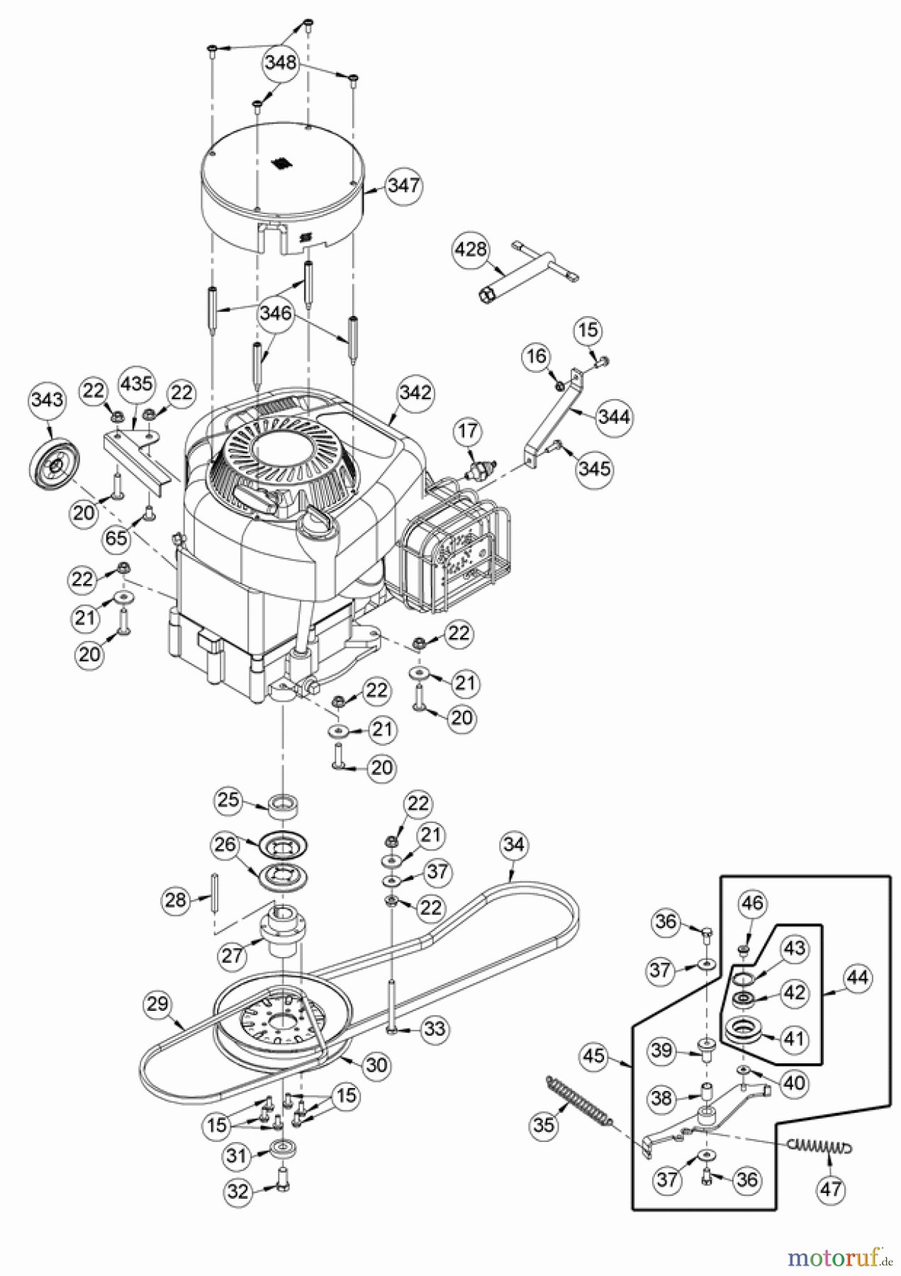 AS-Motor (neu) Hochgras Schlegelmäher AS 701 SM ab FNr. 026820070001 Motor und Riementrieb