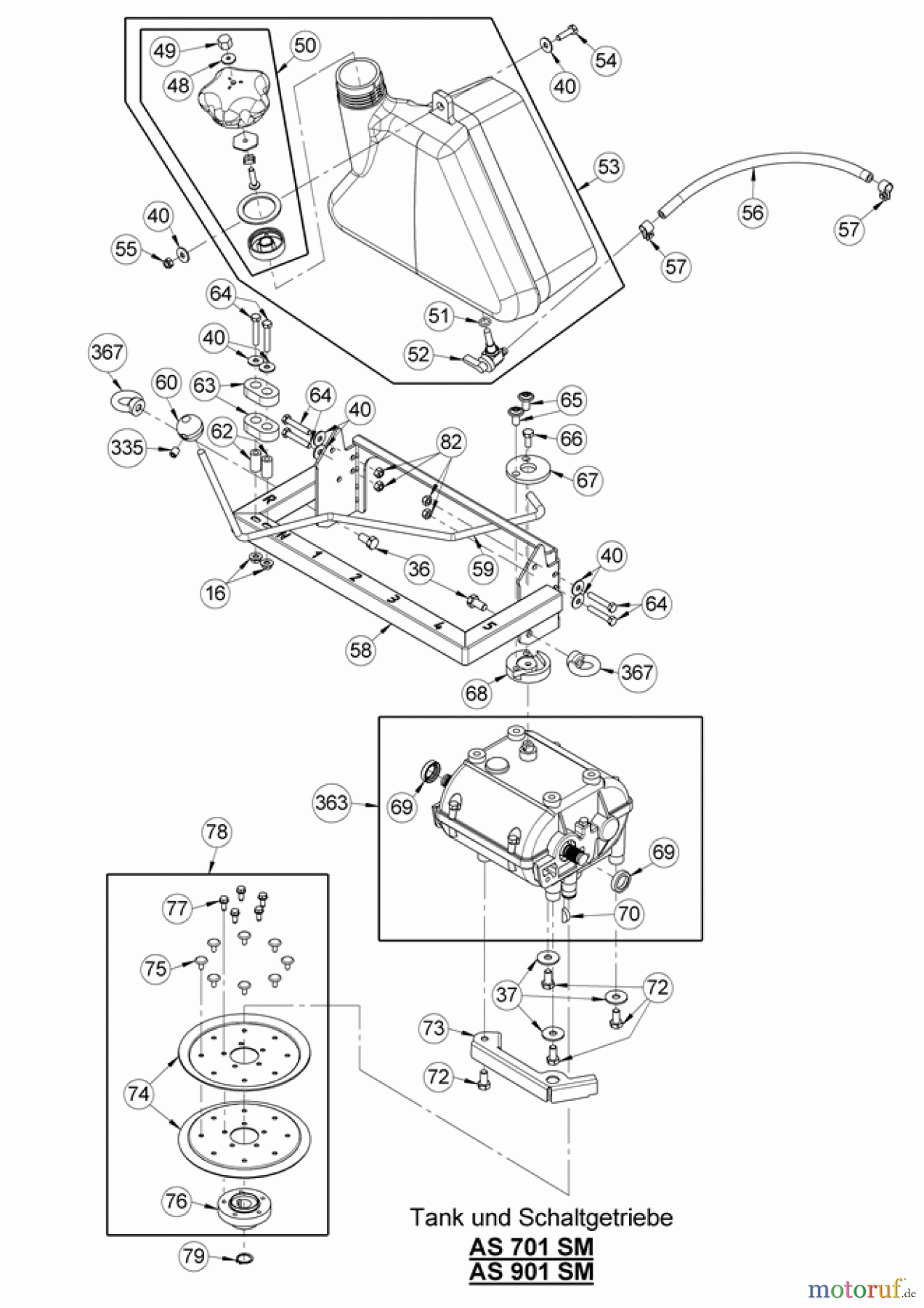 AS-Motor (neu) Hochgras Schlegelmäher AS 701 SM ab FNr. 026820110018 Tank und Schaltgetriebe