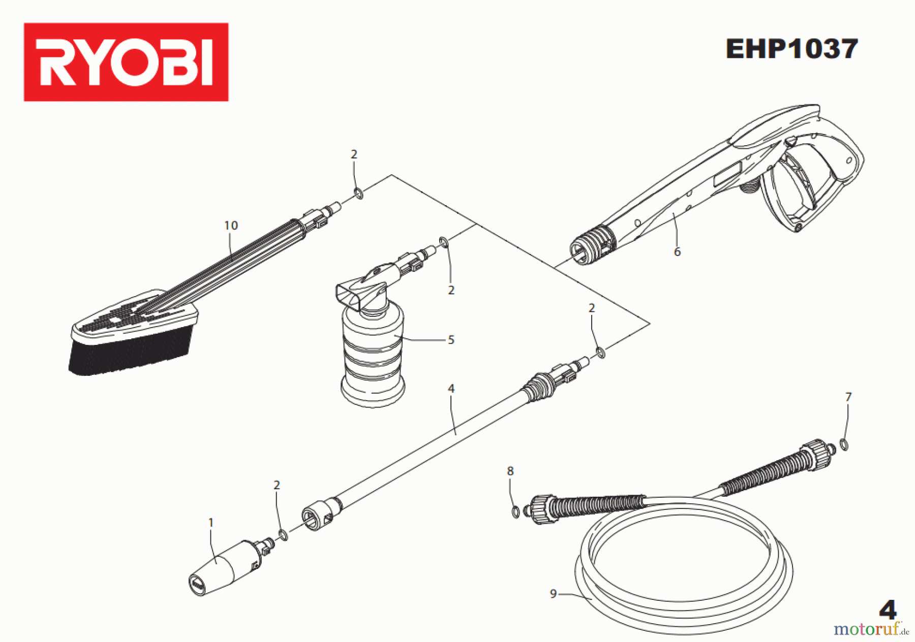  Ryobi Hochdruckreiniger EHP1037 Seite 4