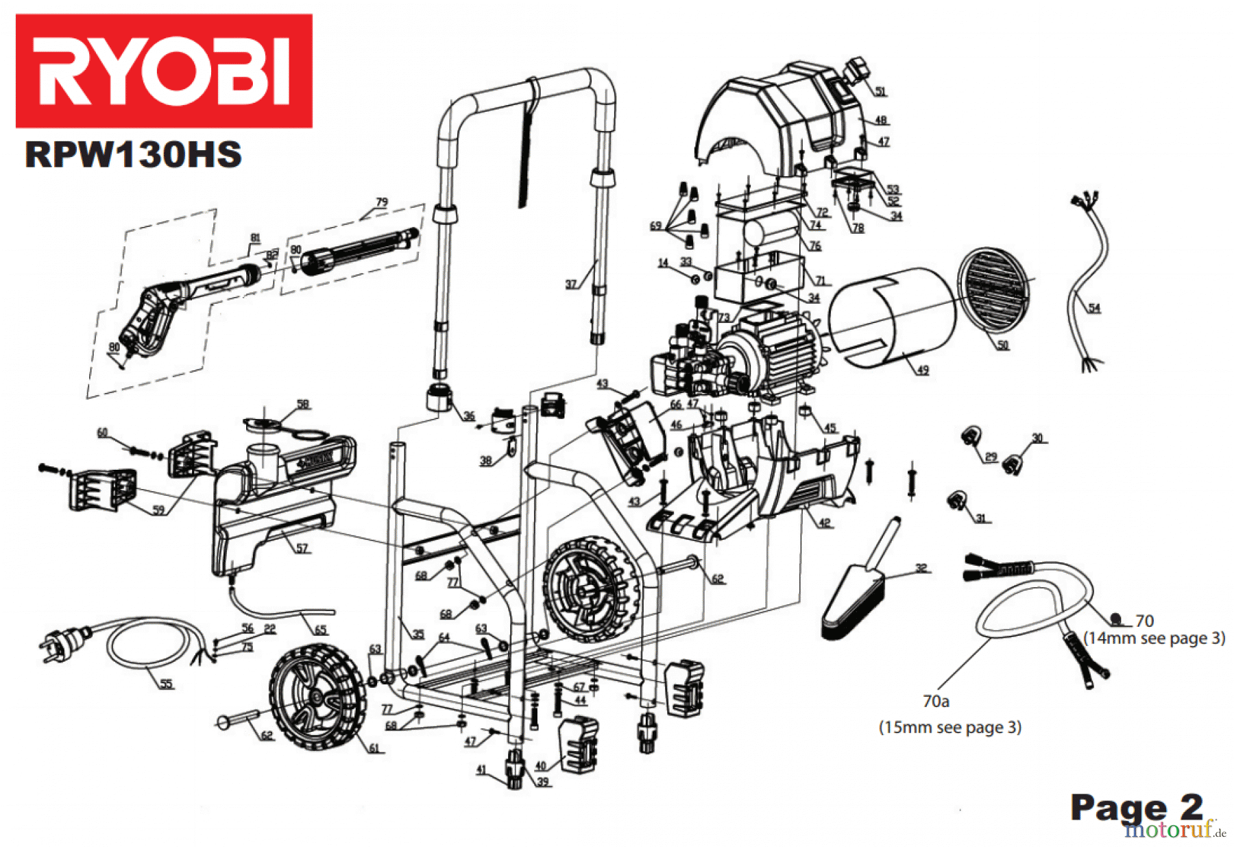  Ryobi Hochdruckreiniger RPW130HS Seite 2
