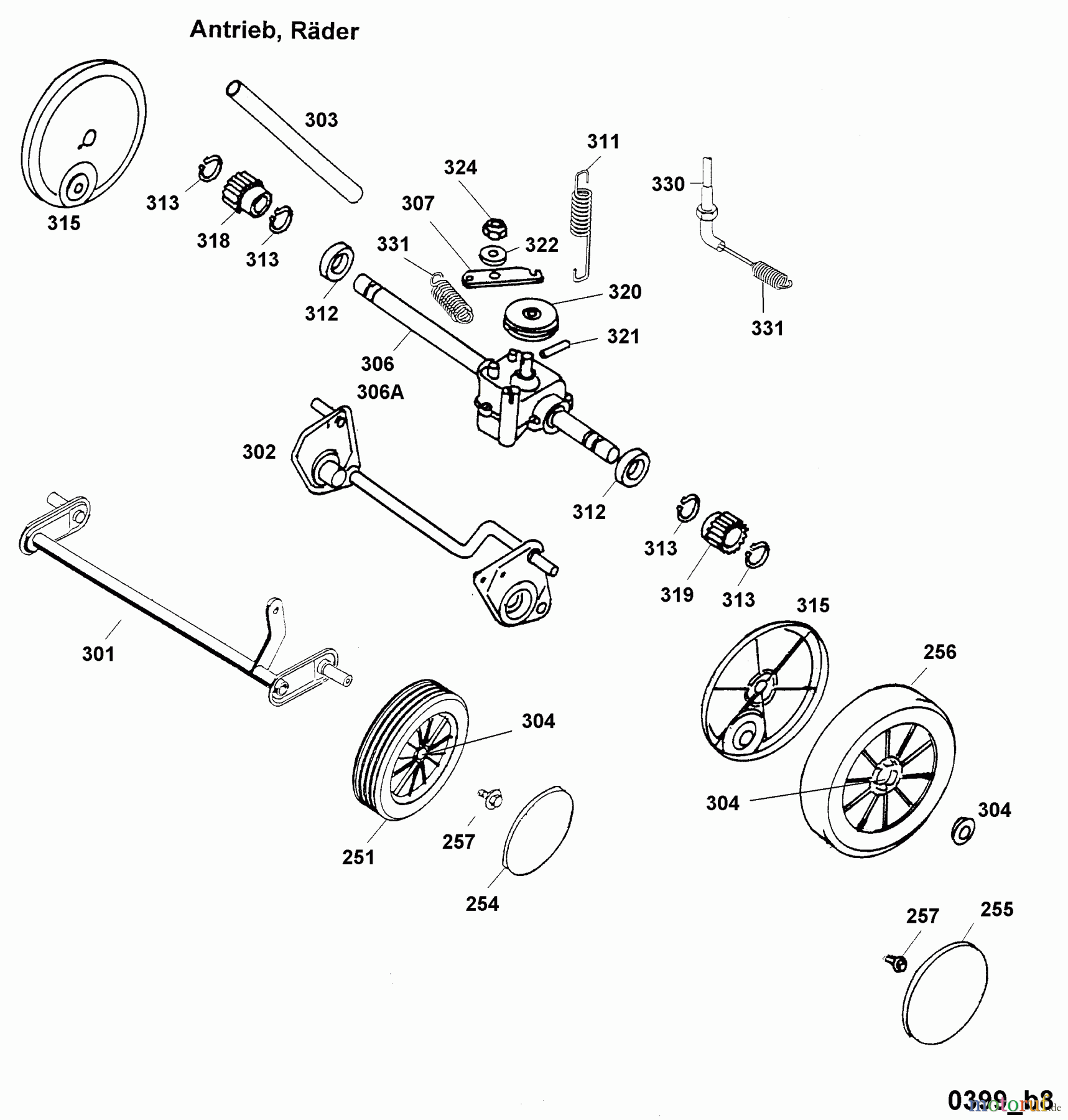 Wolf-Garten Battery mower self propelled 6.42 ACAN 4946080 Series B (1999) Gearbox, Wheels