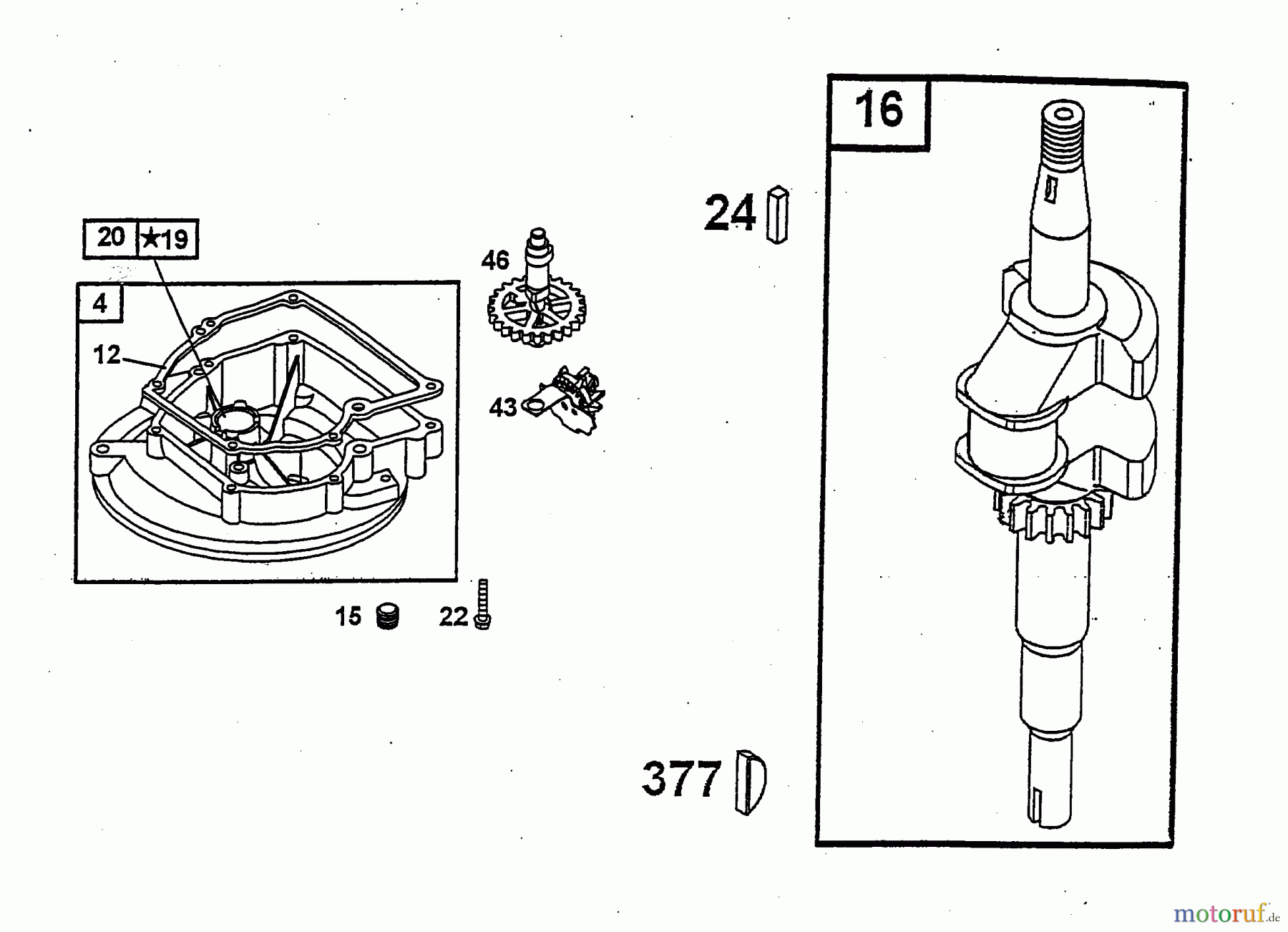  Wolf-Garten Petrol engines Briggs&Stratton Sprint 40 Fixspeed 2079070  (2004) Crankshaft, Camshaft, Crankcase cover