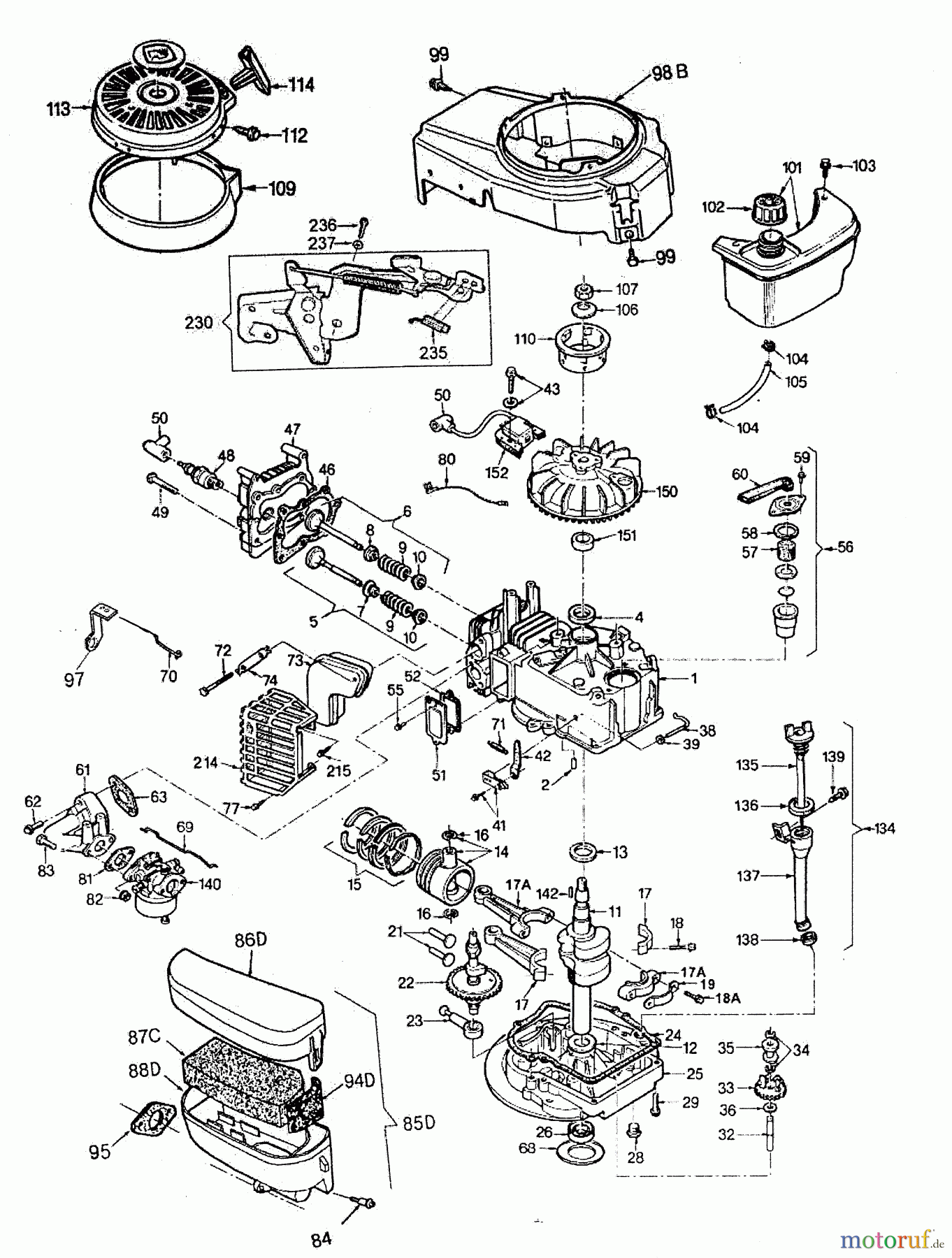 Wolf-Garten Petrol engines Tecumseh Prisma 37 Fixspeed 2031085 (2003) Engine