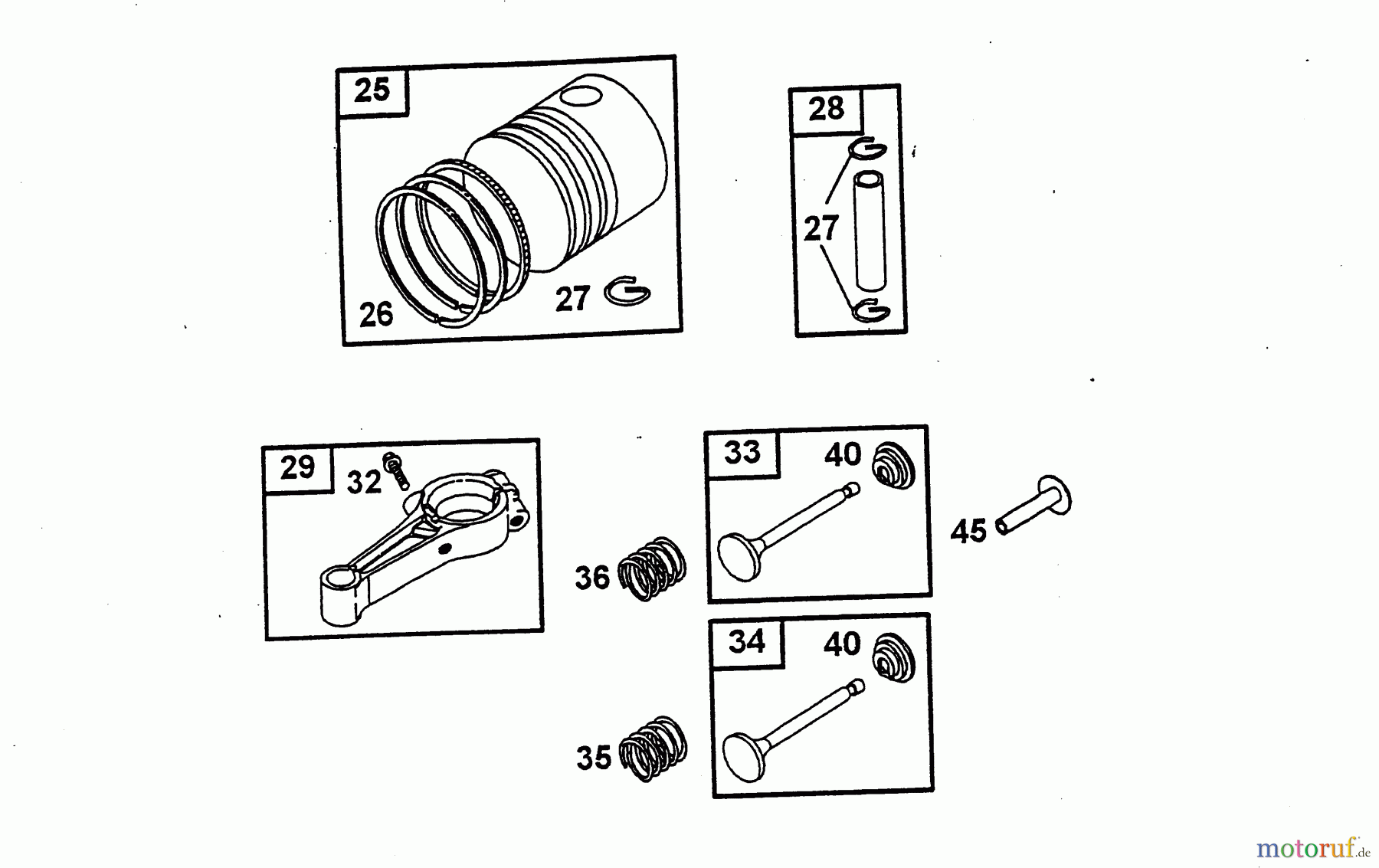Wolf-Garten Petrol engines Briggs&Stratton Quattro 40 2056000 (2004) Piston, Connecting rod, Valves