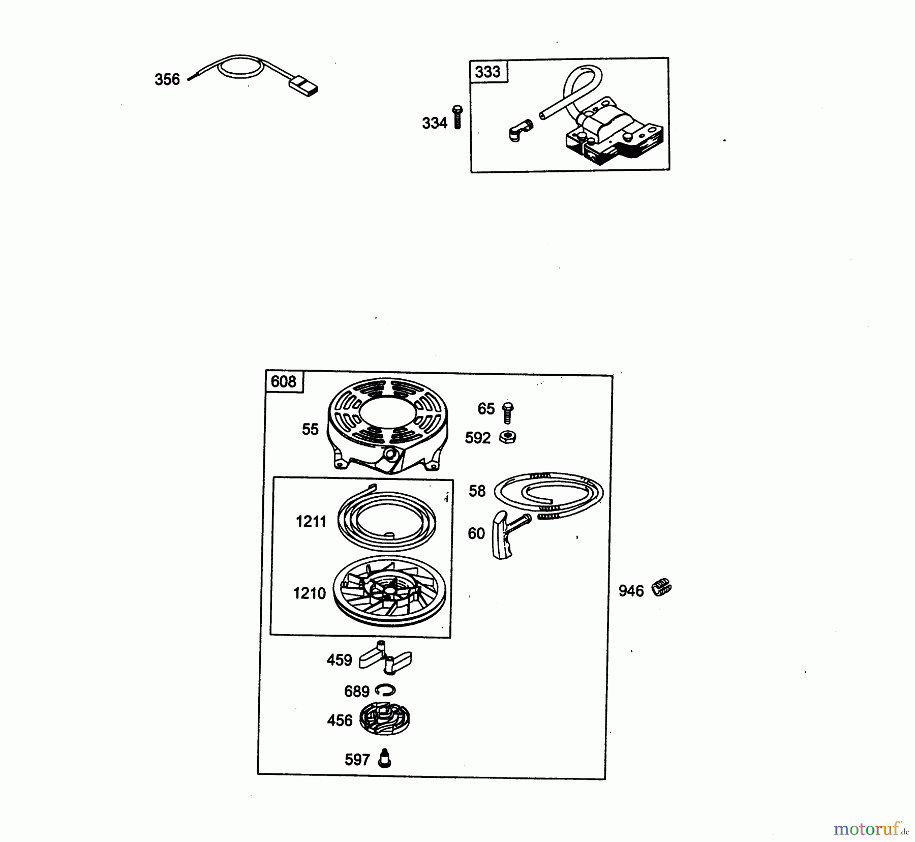  Wolf-Garten Petrol engines Briggs&Stratton Quantum 55 XM 2075060  (2003) Recoil starter, Ignition coil