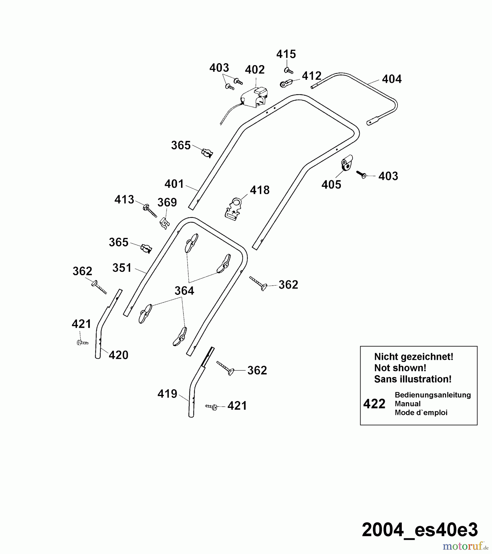  Wolf-Garten Electric mower Esprit 40 E 4020680 Series C, D  (2004) Handle