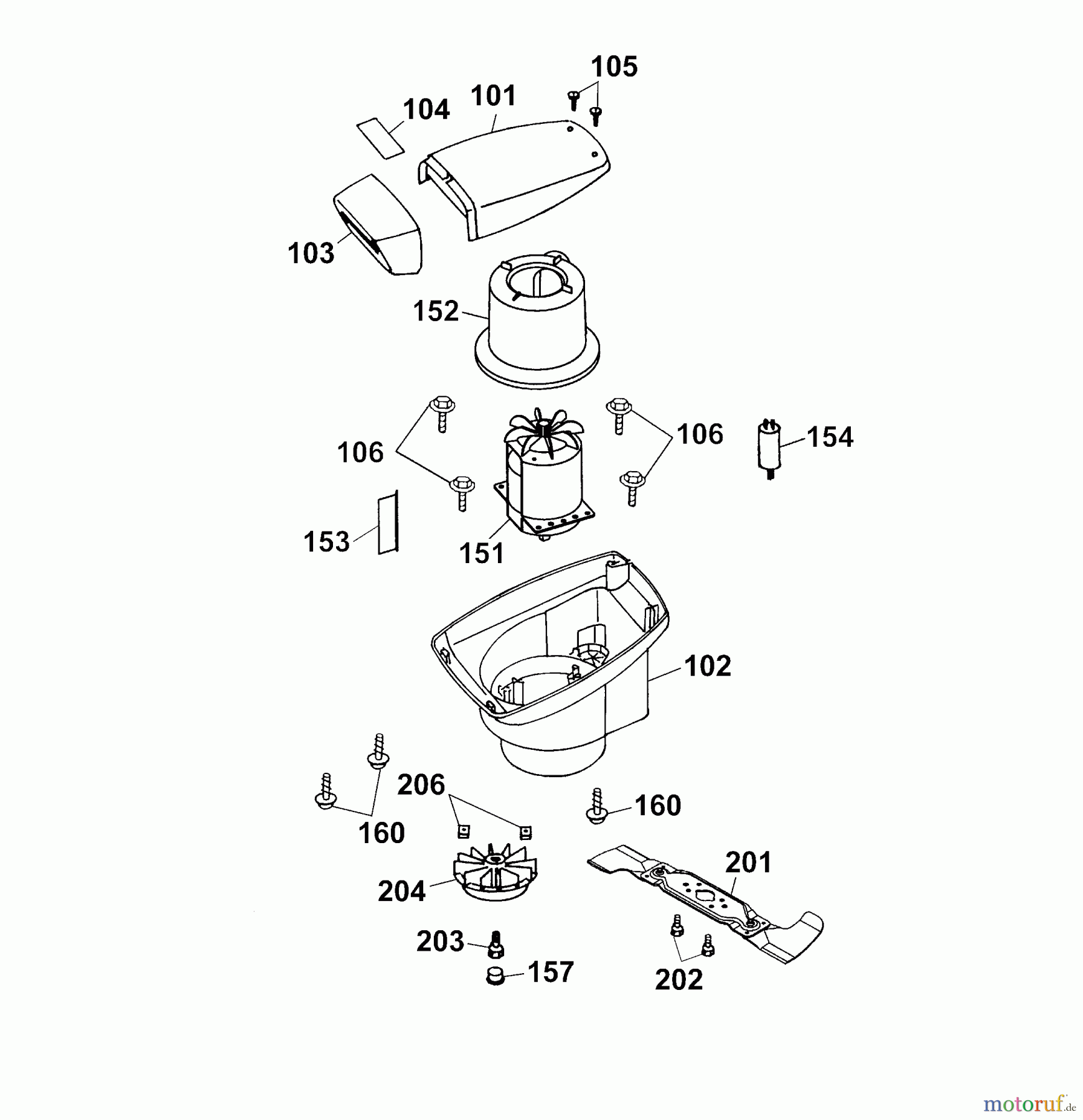 Wolf-Garten Electric mower Power Edition 40 E 4028005 Series D (2004) Cover engine, Blade, Engine