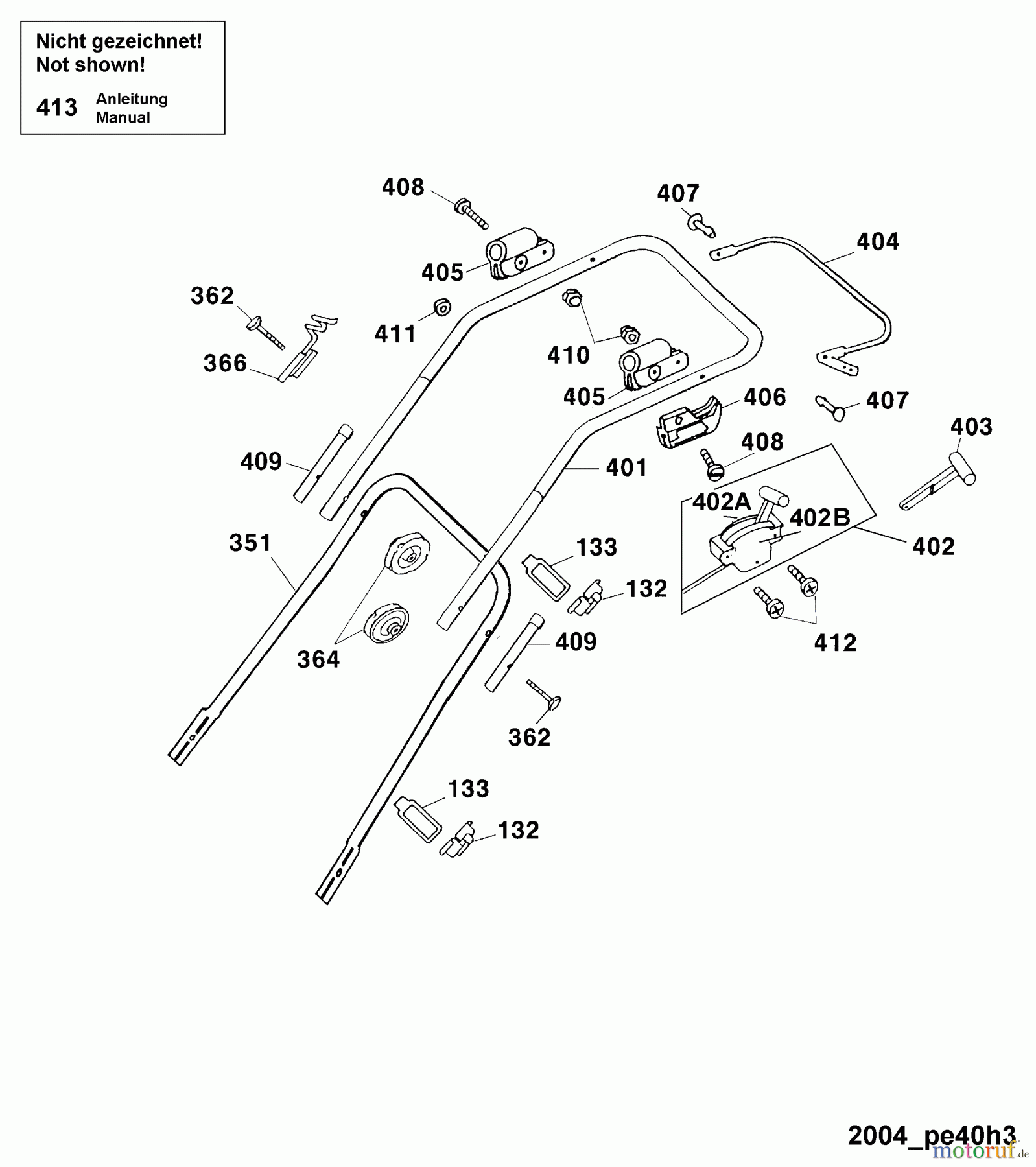 Wolf-Garten Petrol mower Power Edition 40 H 4011005 Series C, D (2004) Handle