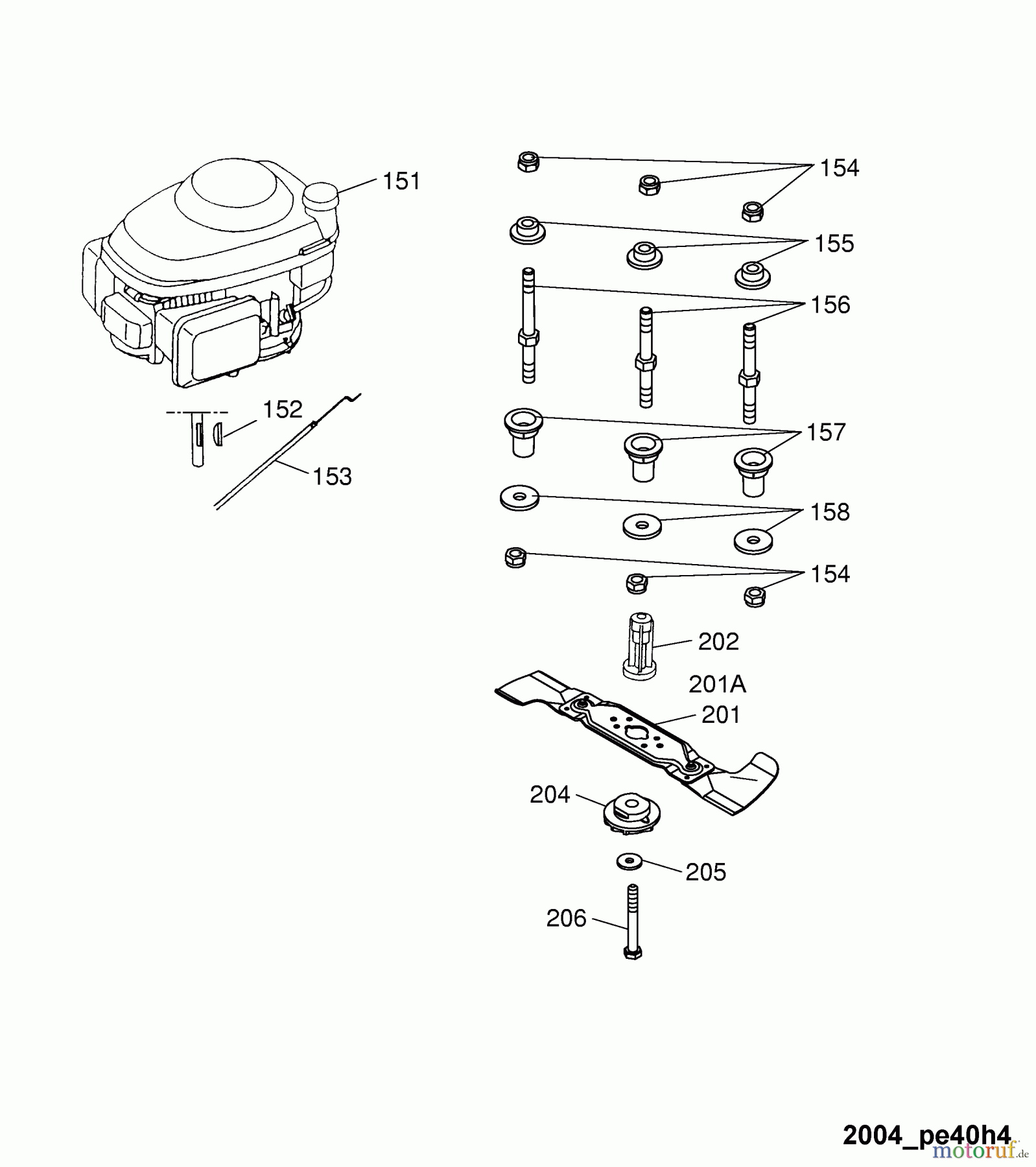 Wolf-Garten Petrol mower Power Edition 40 H 4011005 Series C, D  (2004) Blade, Blade adapter, Engine