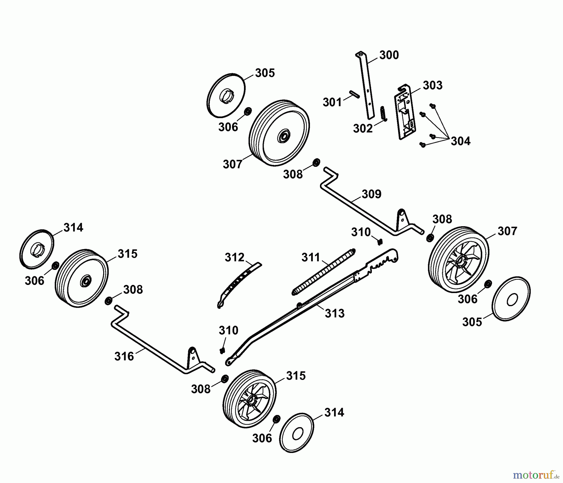 Wolf-Garten Petrol mower 2.40 BS 4001004 Series C (2006) Wheels, Cutting hight adjustment