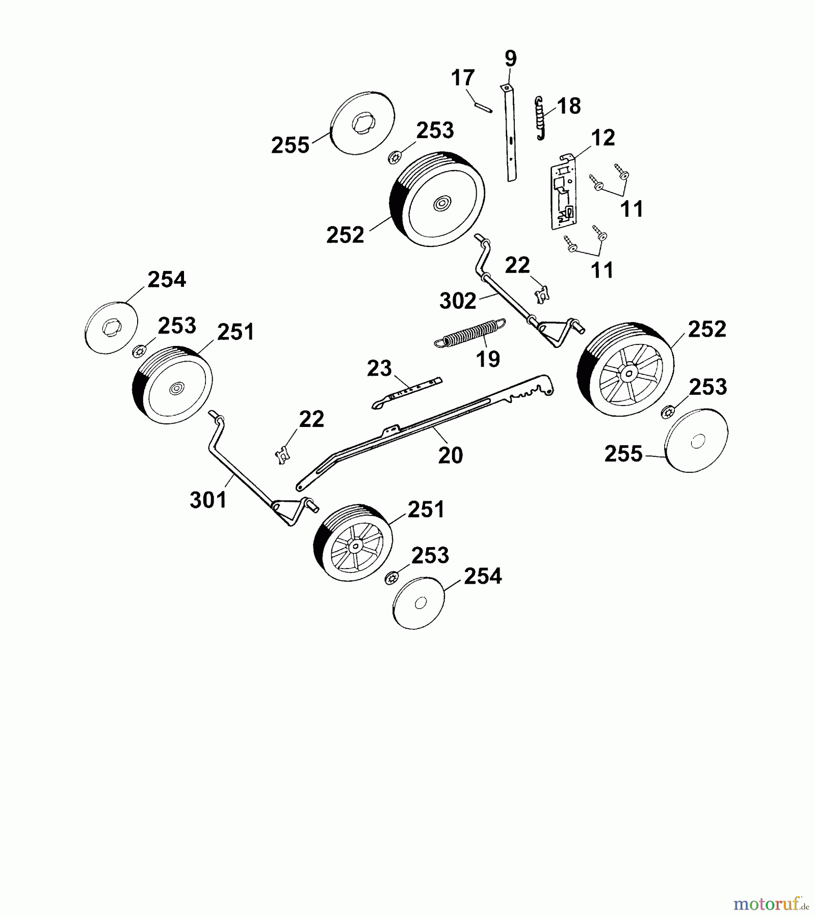 Wolf-Garten Petrol mower 2.40 B 4001009 Series A  (2005) Wheels, Cutting hight adjustment