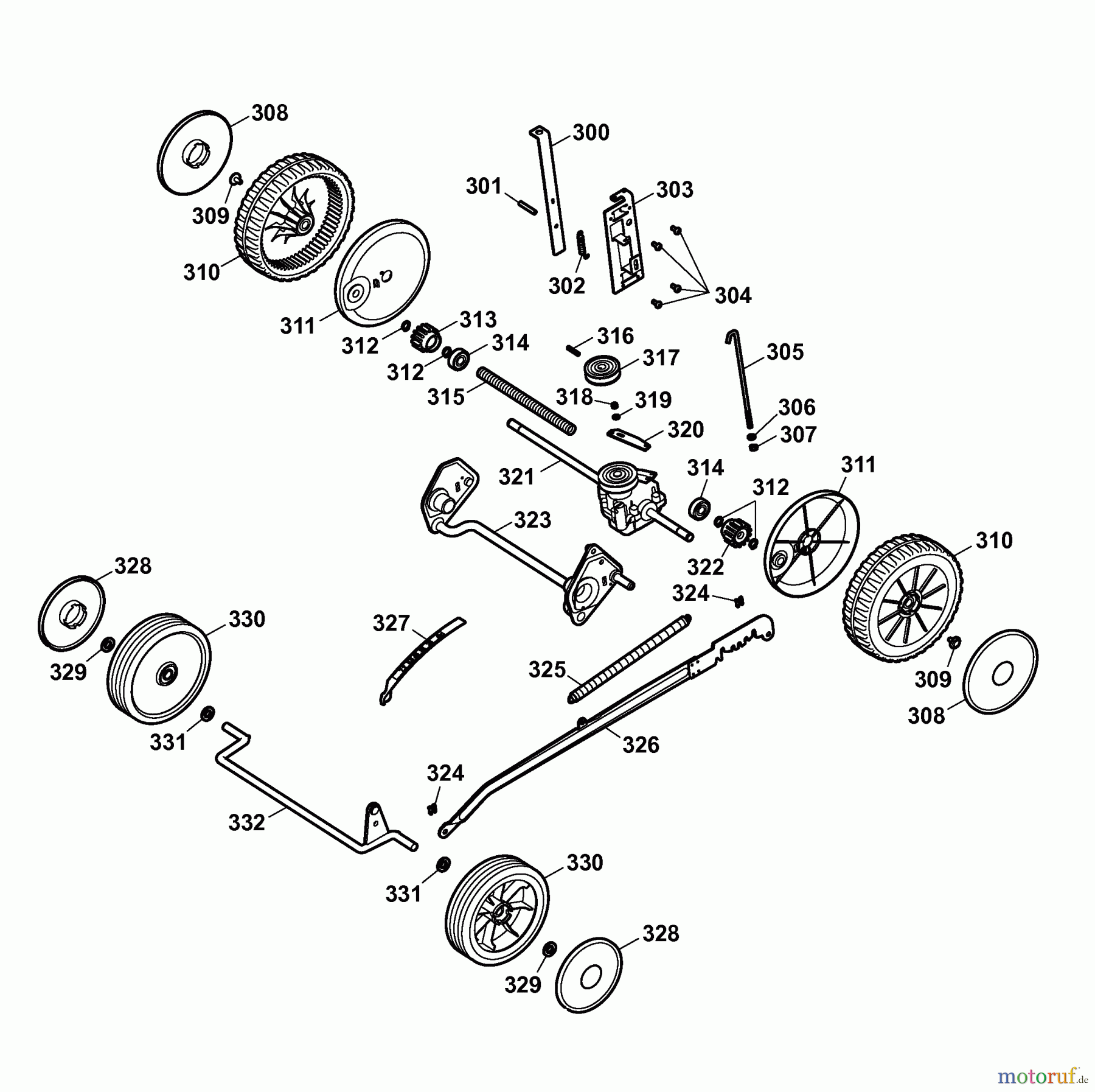Wolf-Garten Petrol mower Olympia B plus 4005085 Serie C (2006) Gearbox, Wheels, Cutting hight adjustment