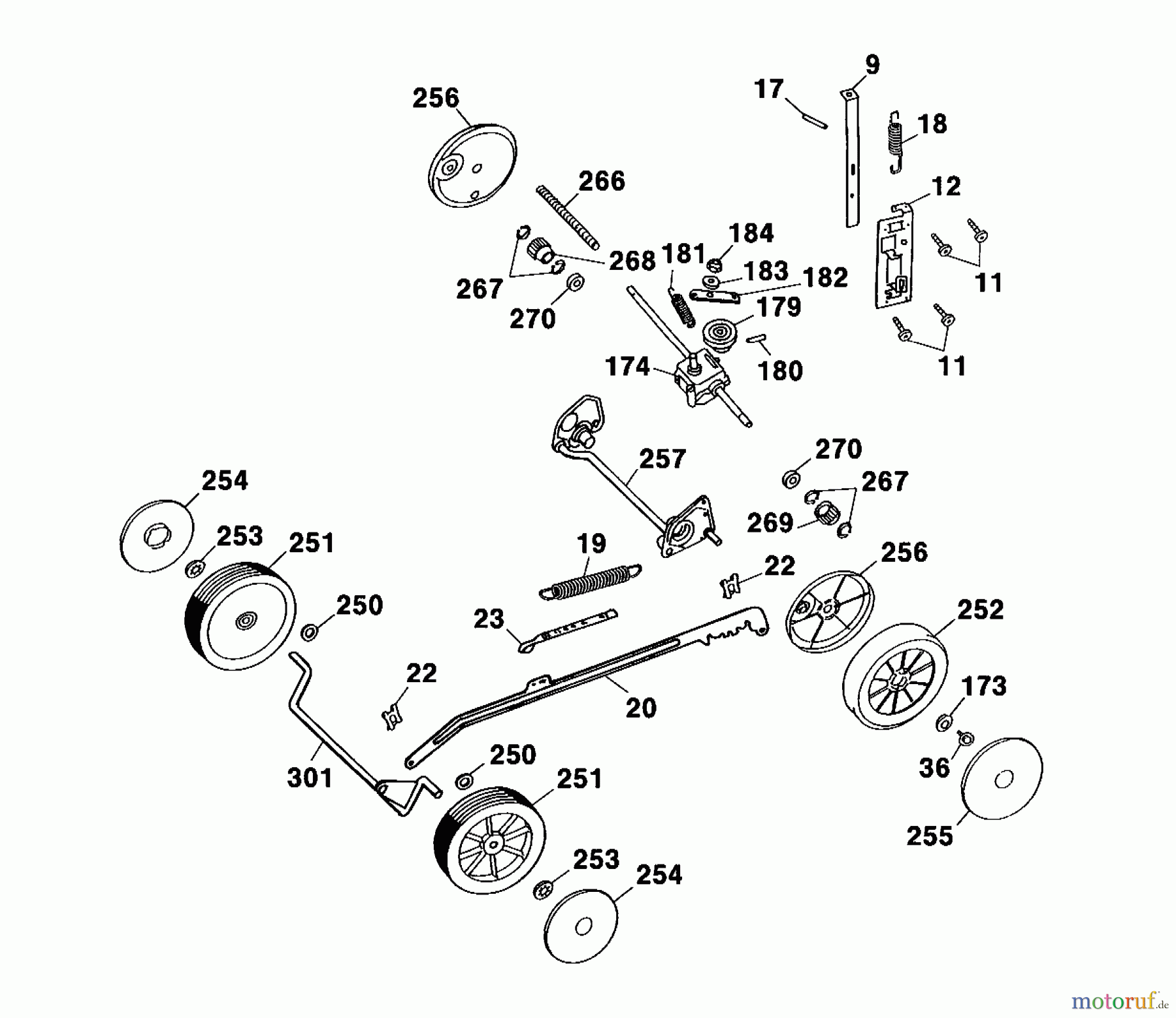  Wolf-Garten Petrol mower self propelled Exclusiv 40 TA 4007005 Series A  (2001) Wheels, Cutting hight adjustment
