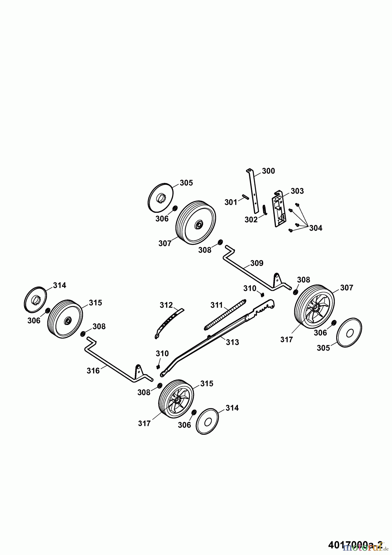  Wolf-Garten Petrol mower 6.40 B 4017000 Series A  (2007) Wheels, Cutting hight adjustment