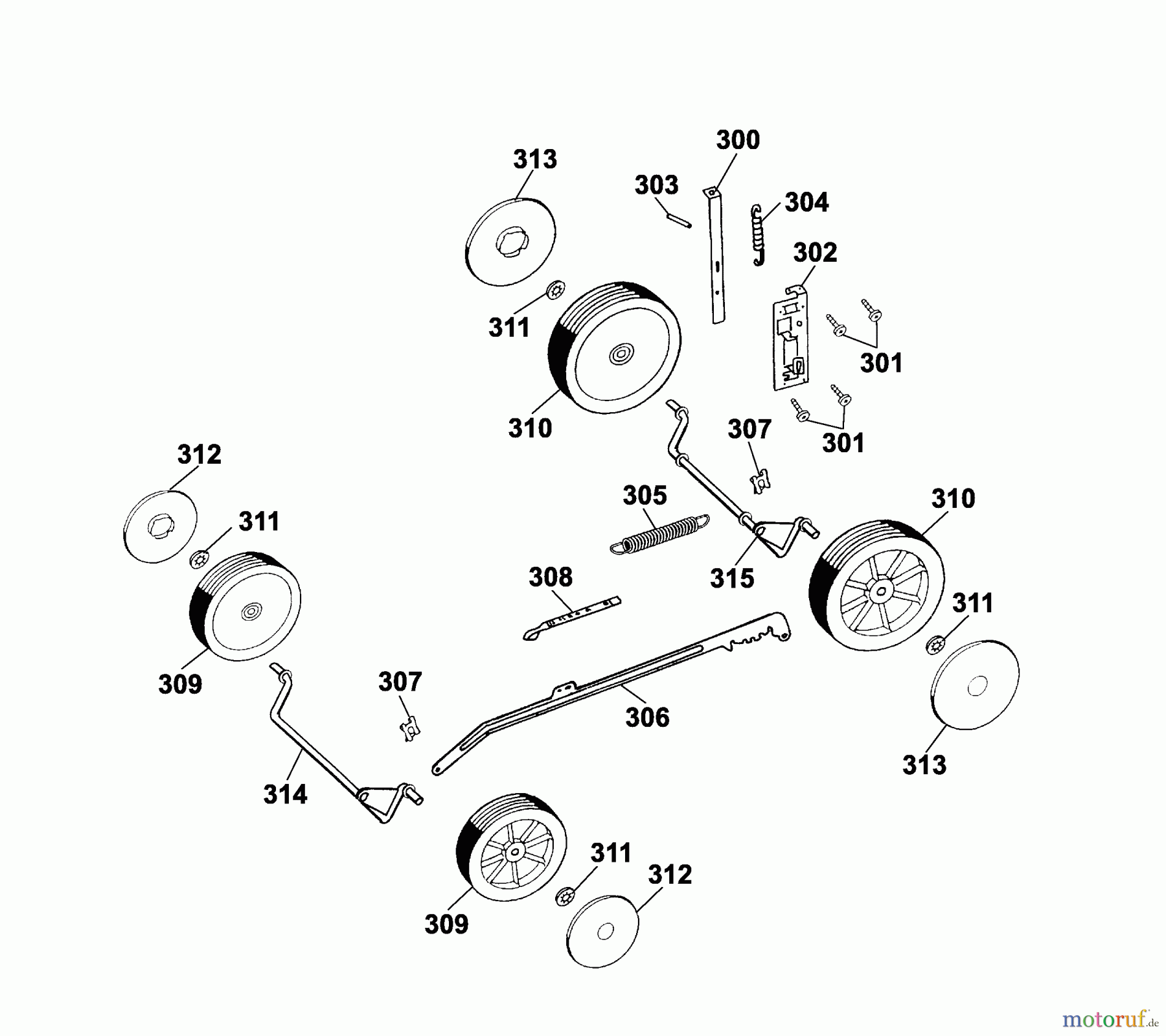 Wolf-Garten Electric mower Power Edition 40 E 4028003 Series F (2005) Wheels, Cutting hight adjustment