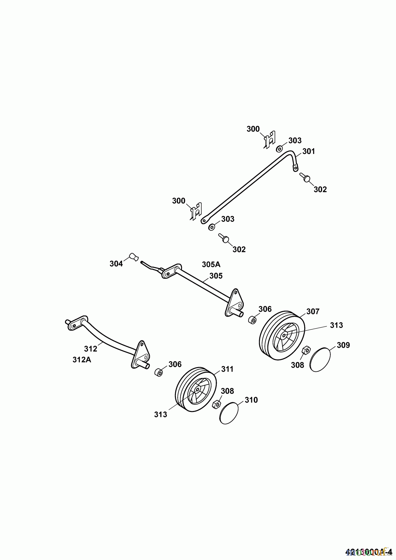 Wolf-Garten Petrol mower 2.48 B 4213000 Series A (2009) Height adjustment, Wheels