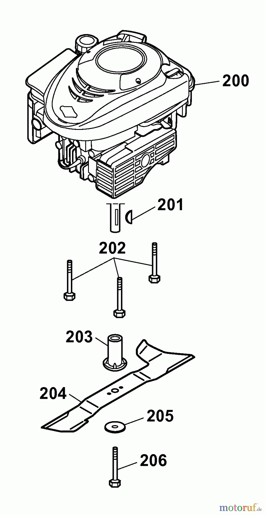  Wolf-Garten Petrol mower Power Edition 48 QR 4233000 Series B  (2009) Blade, Blade adapter, Engine