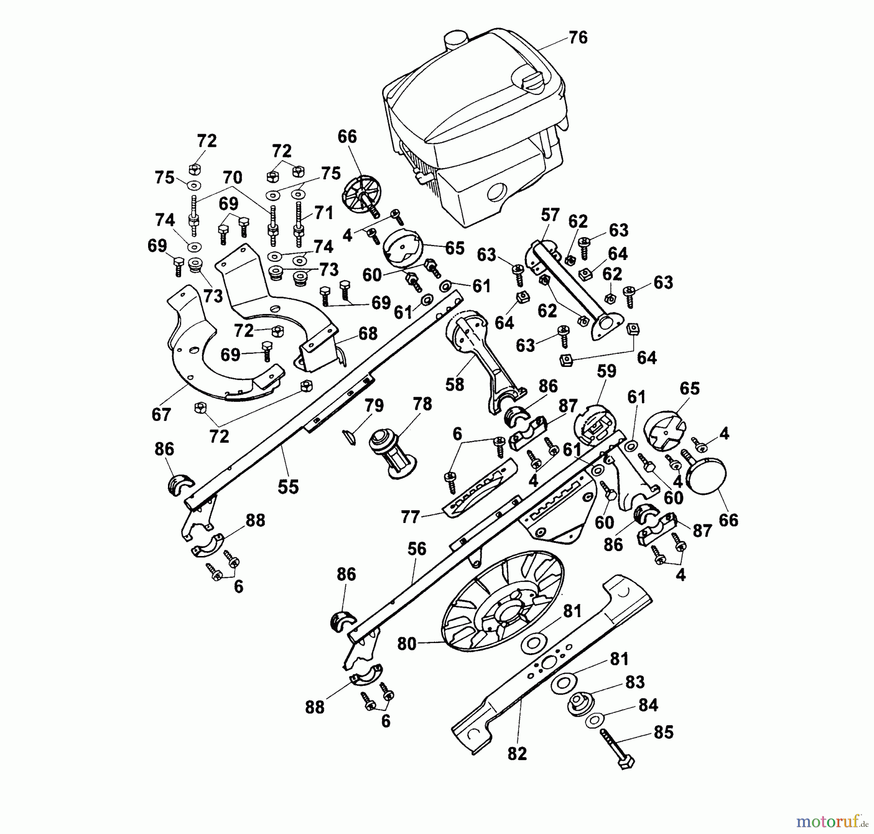  Wolf-Garten Petrol mower Concept 43 B 4342000 Series A  (2000) Frame, Blade, Motor