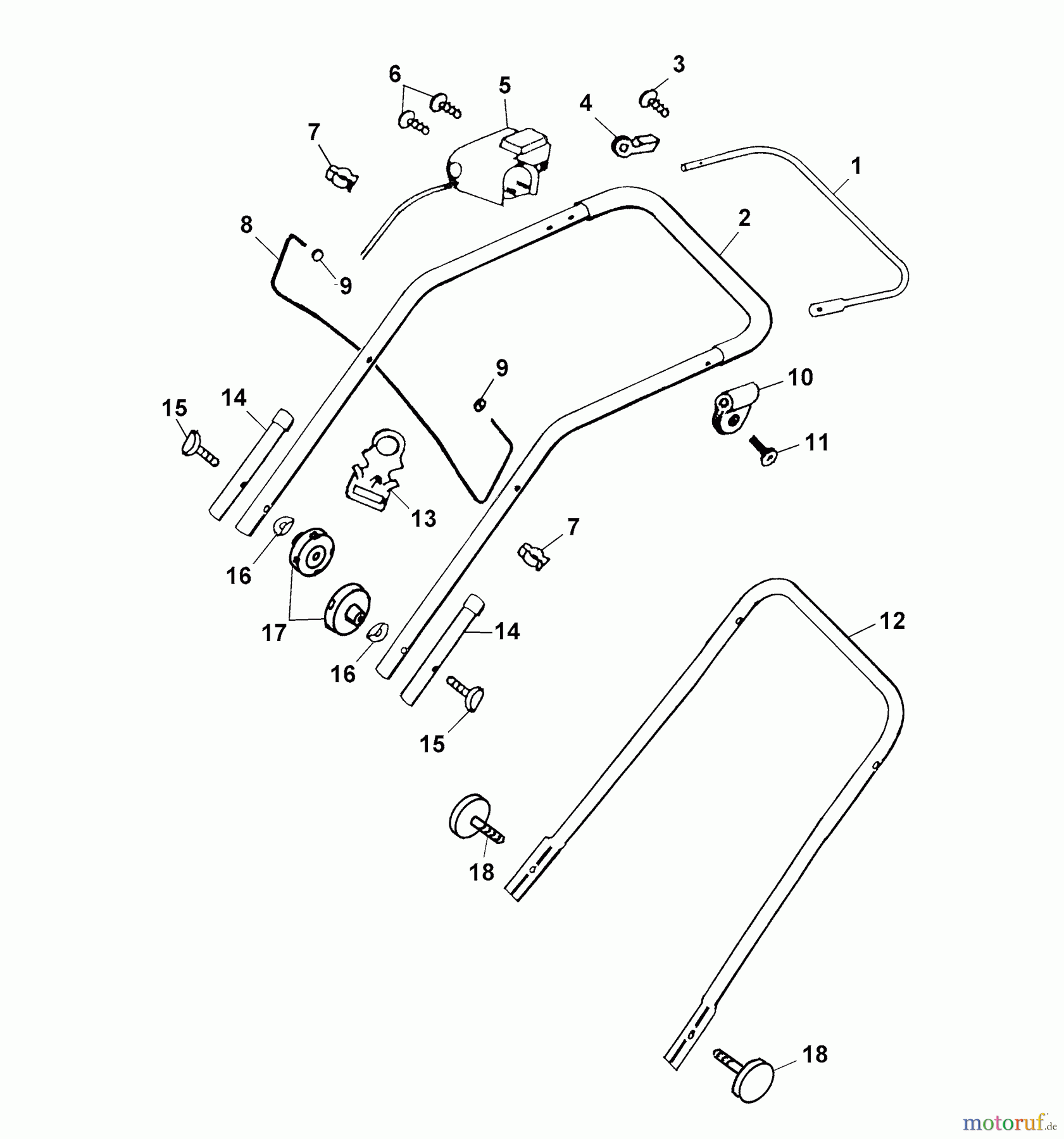  Wolf-Garten Electric mower 4.36 E 4916080 Series A, B  (2002) Handle