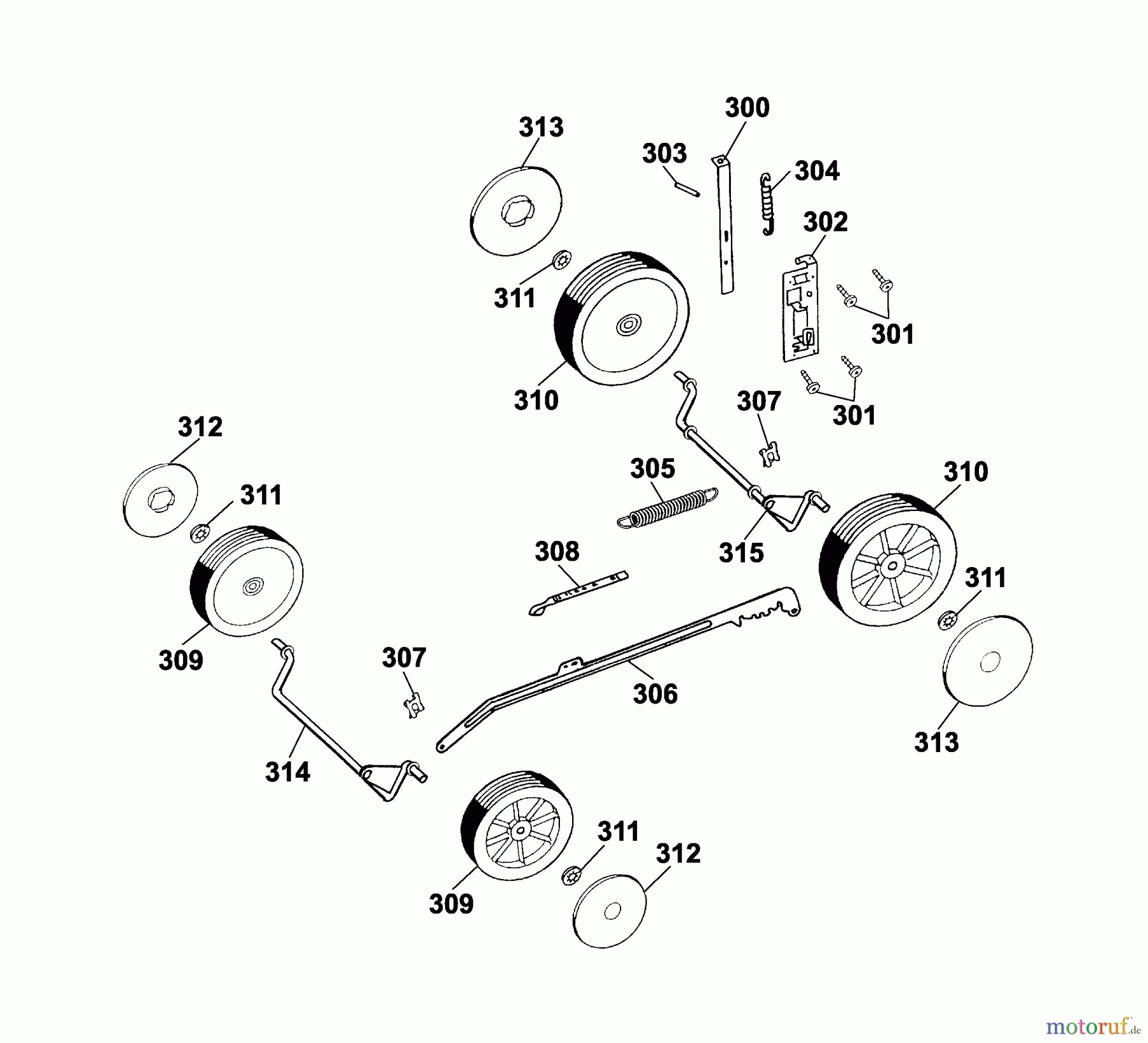  Wolf-Garten Petrol mower B 46 TB 4602080 Series D  (2005) Wheels, Cutting hight adjustment