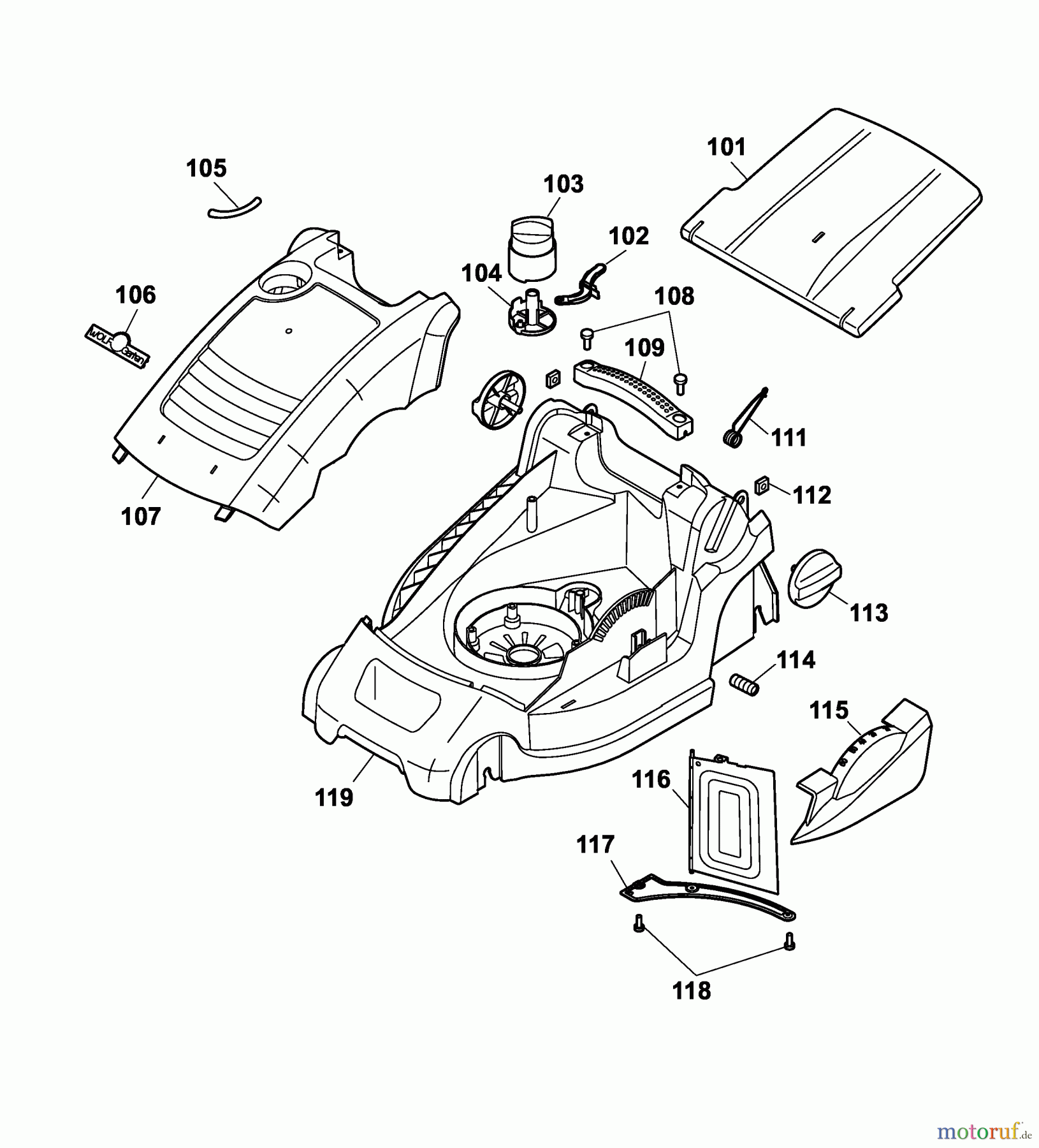  Wolf-Garten Electric mower Compact plus 34 E 4904003 Series A  (2005) Deck housing