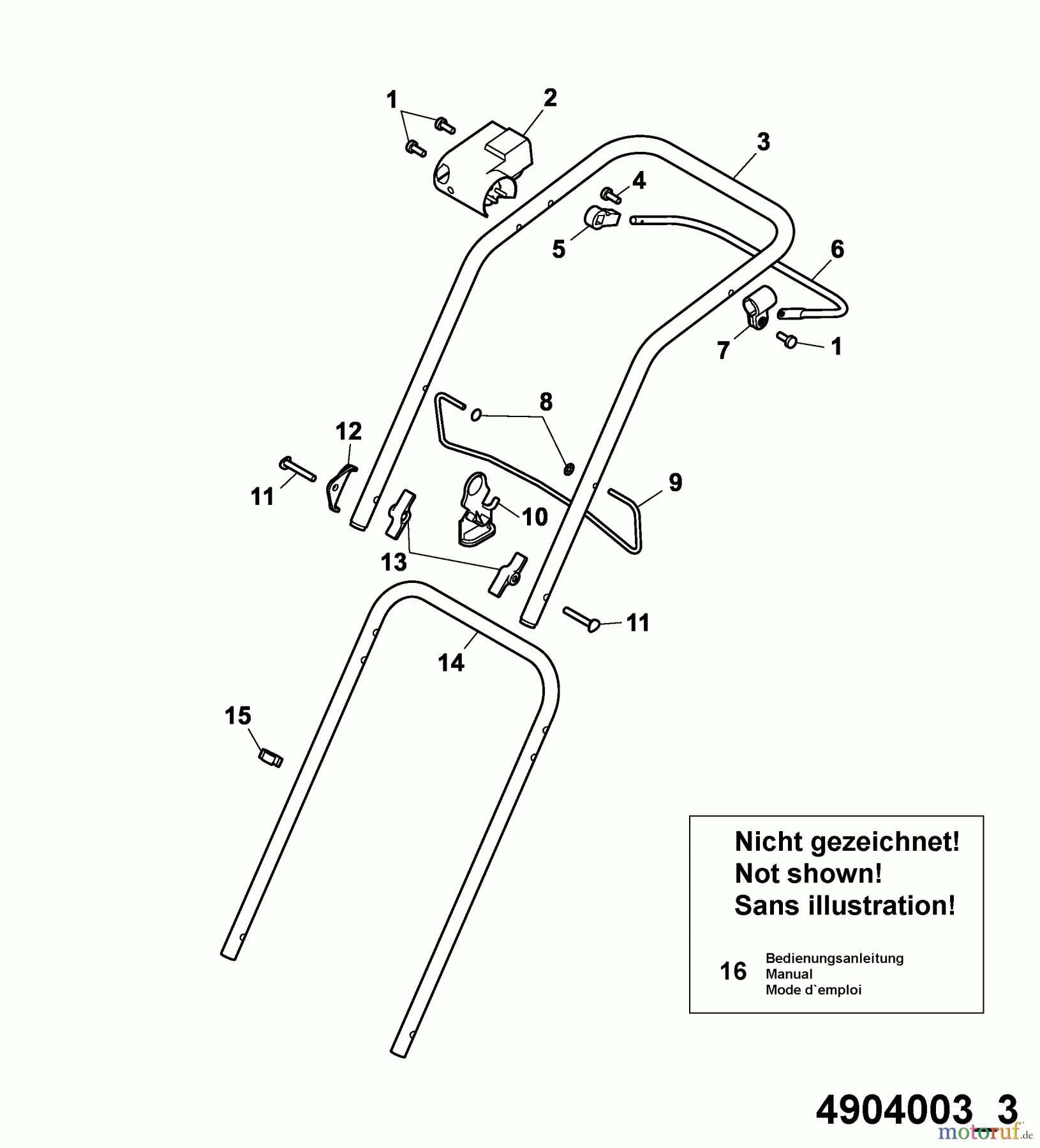  Wolf-Garten Electric mower Compact plus 34 E 4904003 Series A  (2005) Handle