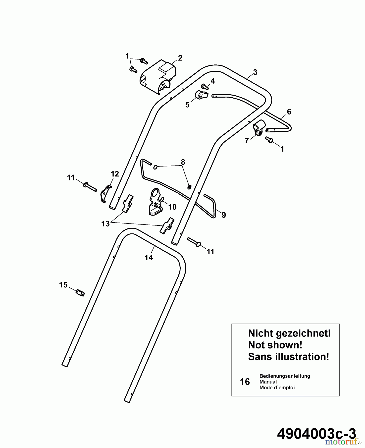  Wolf-Garten Electric mower Compact plus 34 E 4904003 Series C  (2007) Handle