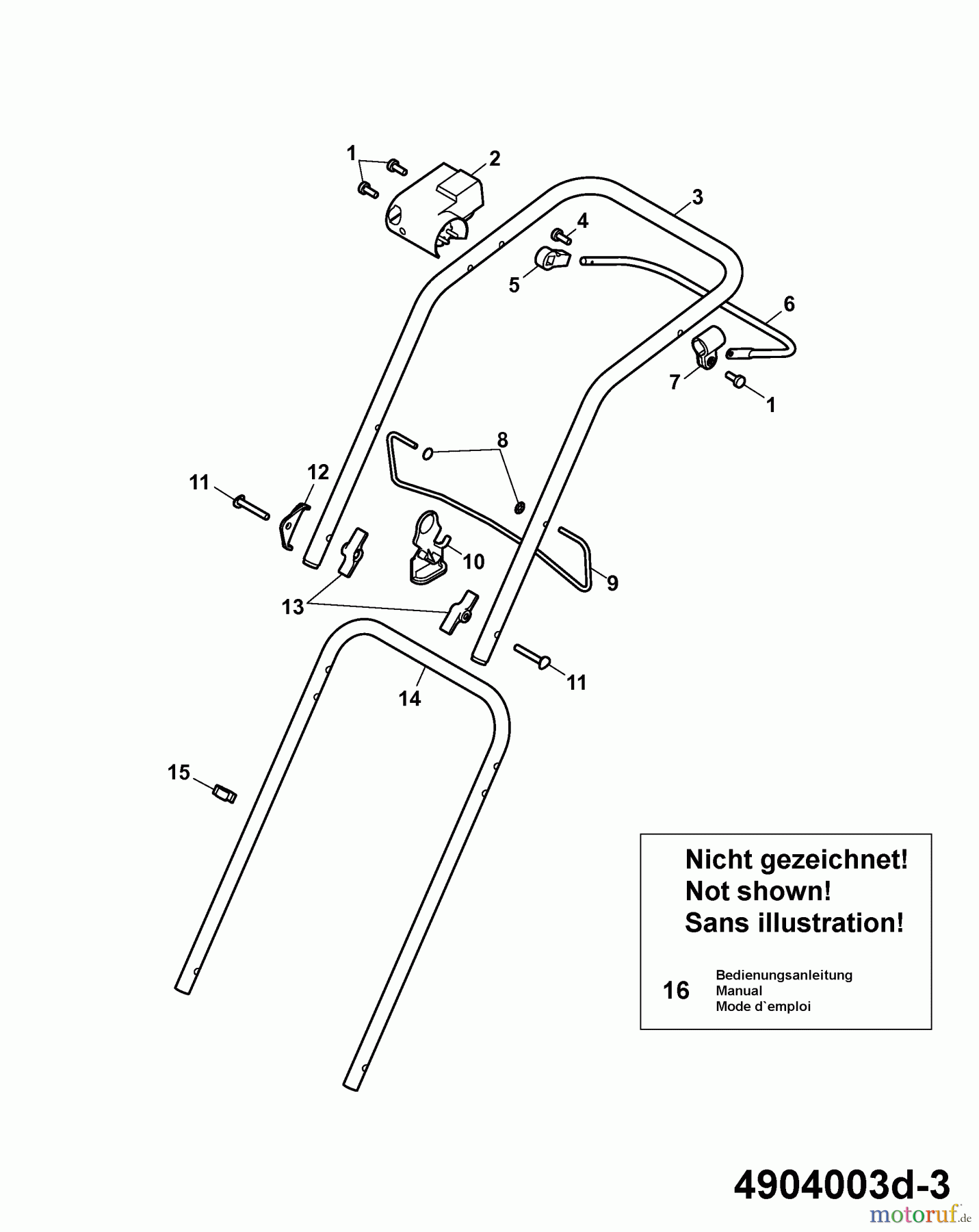  Wolf-Garten Electric mower Compact plus 34 E 4904003 Series D  (2007) Handle