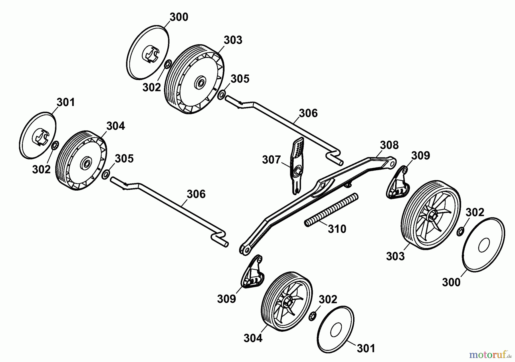 Wolf-Garten Electric mower 2.34 E 4904007 Series C (2008) Wheels, Cutting hight adjustment