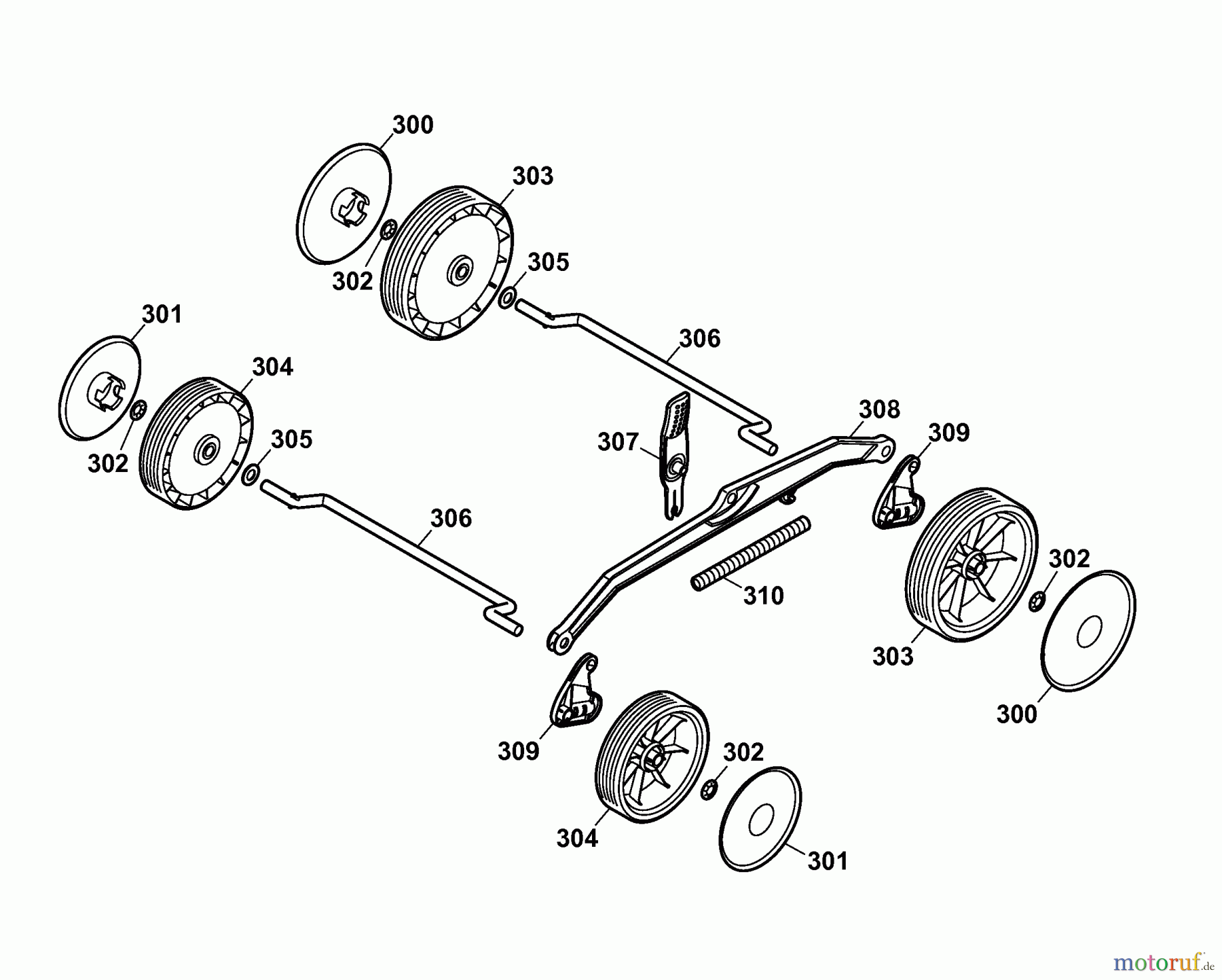  Wolf-Garten Electric mower Compact plus 34 E 4904080 Series A  (2006) Height adjustment, Wheels