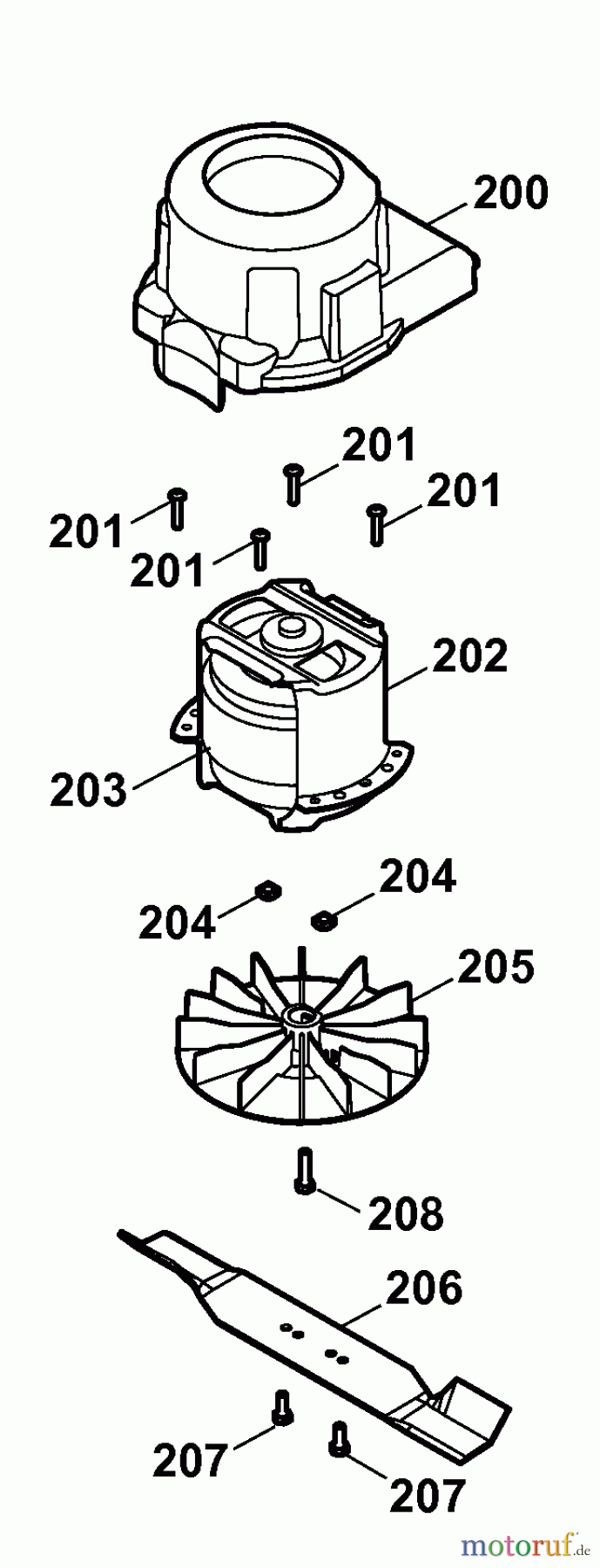  Wolf-Garten Electric mower 2.32 E-1 4905002 Series A  (2009) Blade, Blade adapter, Engine