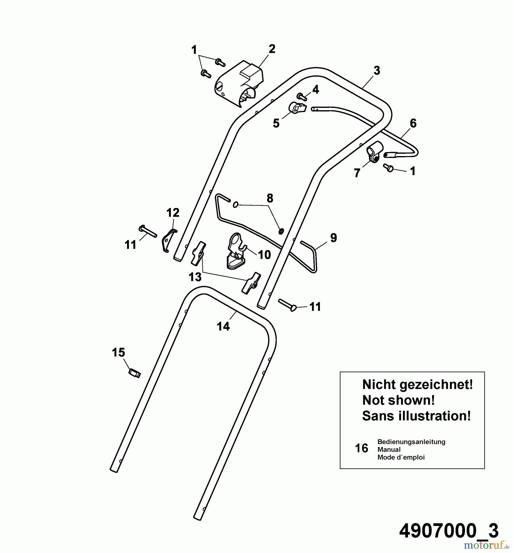  Wolf-Garten Electric mower Compact plus 37 E 4907000 Series A  (2005) Handle
