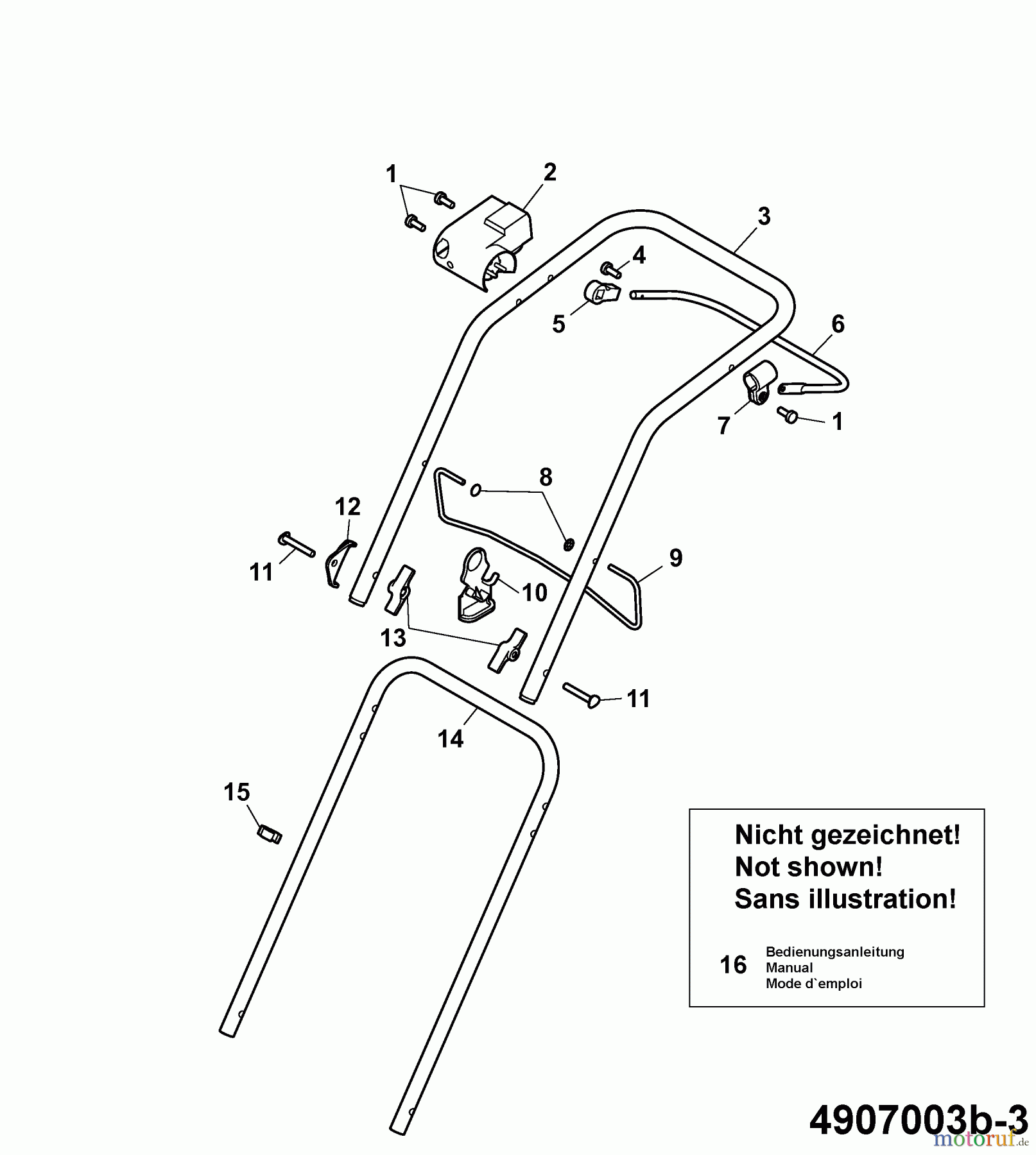  Wolf-Garten Electric mower Compact plus 37 E 4907003 Series B  (2007) Handle