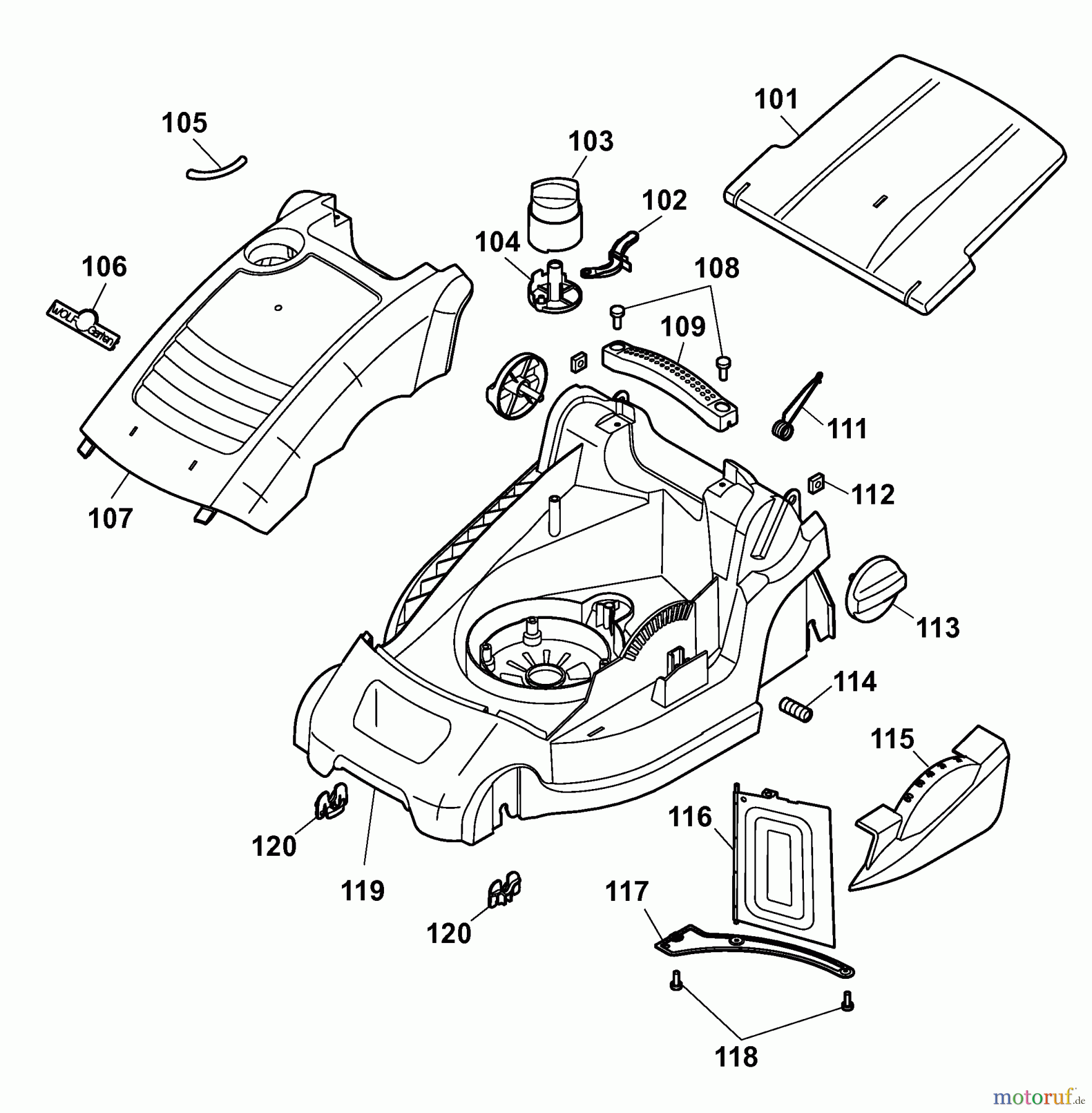  Wolf-Garten Electric mower HBM 36 Compact 4907006 Series B  (2008) Deck housing