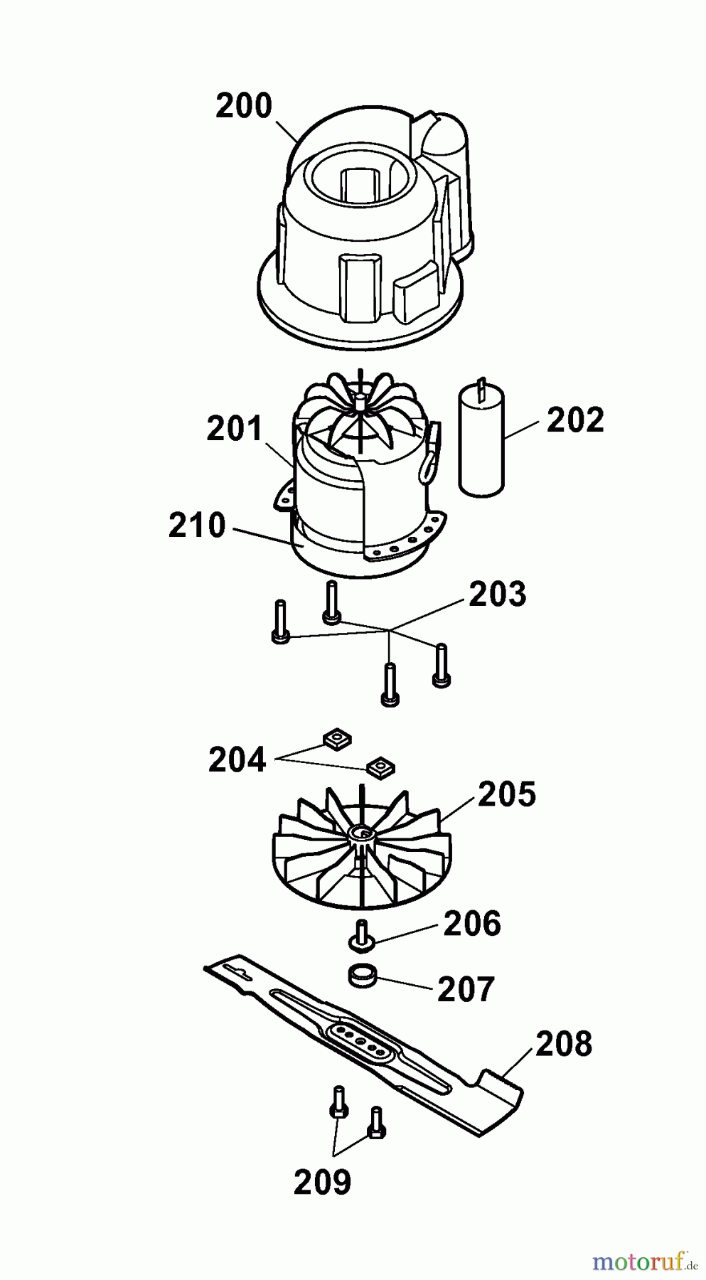  Wolf-Garten Electric mower HBM 36 Compact 4907006 Series B  (2008) Blade, Blade adapter, Engine