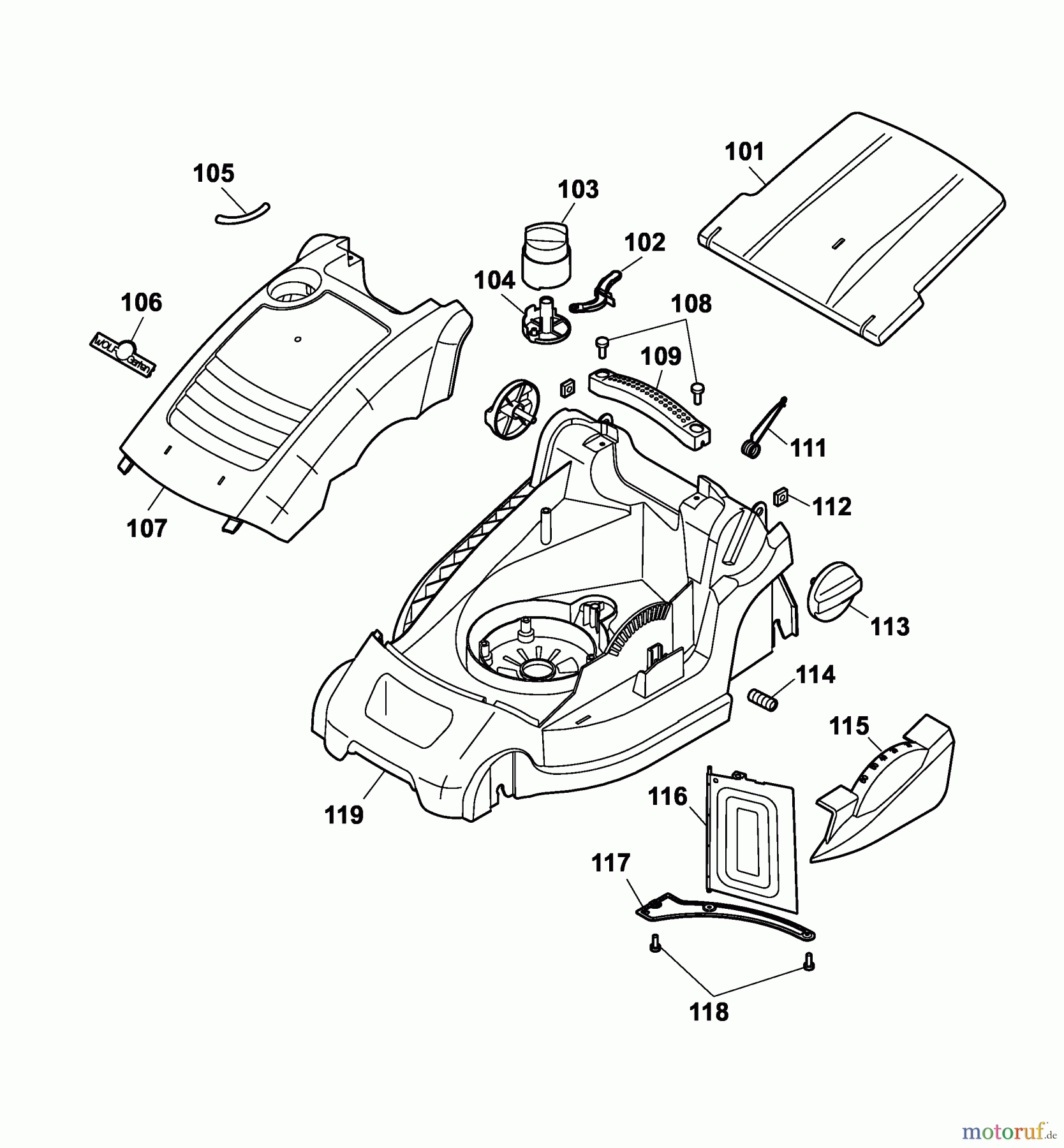 Wolf-Garten Electric mower HBM 37 E 4907009 Series A (2006) Deck housing