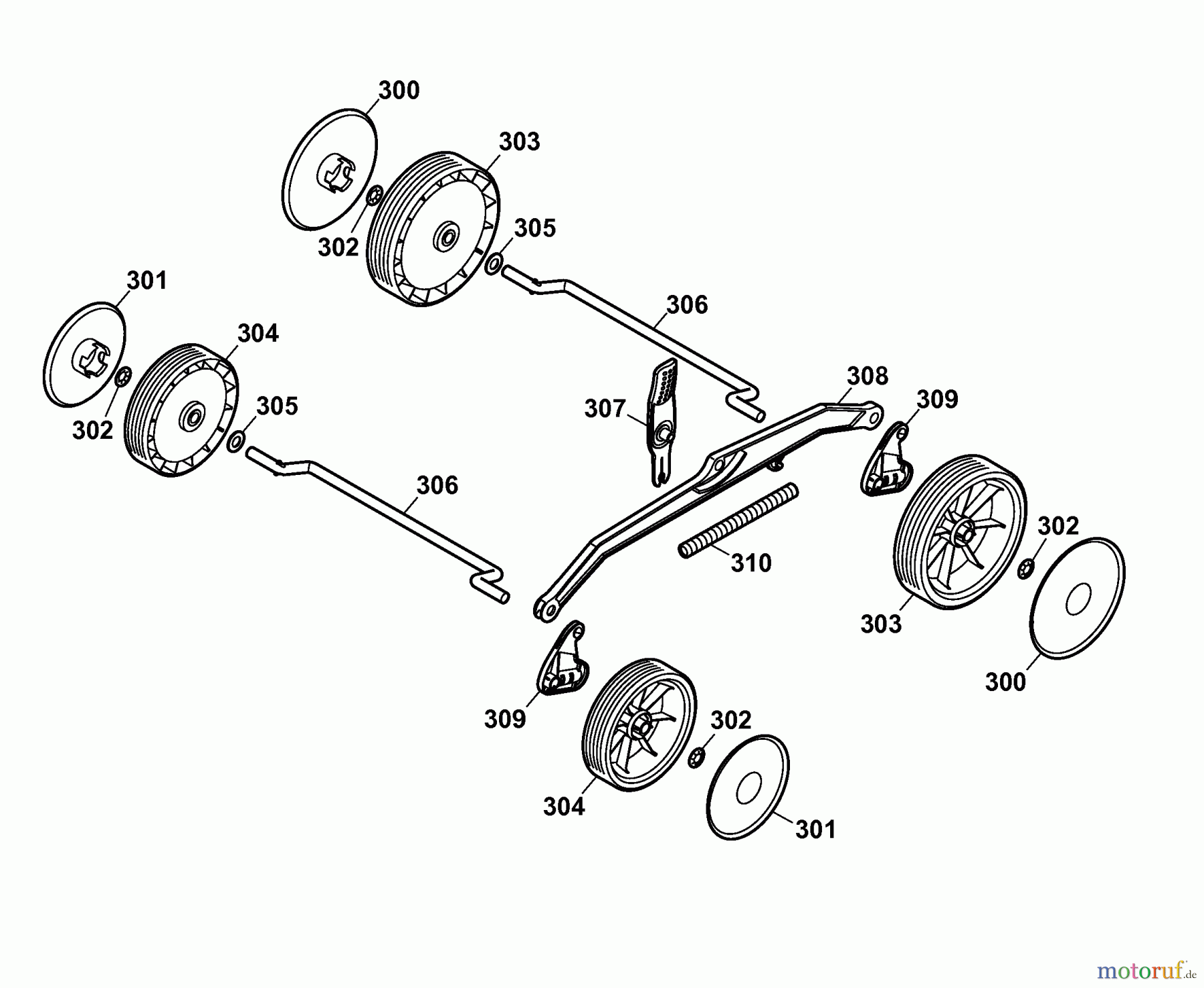  Wolf-Garten Electric mower 2.37 E 4917003 Series A  (2006) Wheels, Cutting hight adjustment