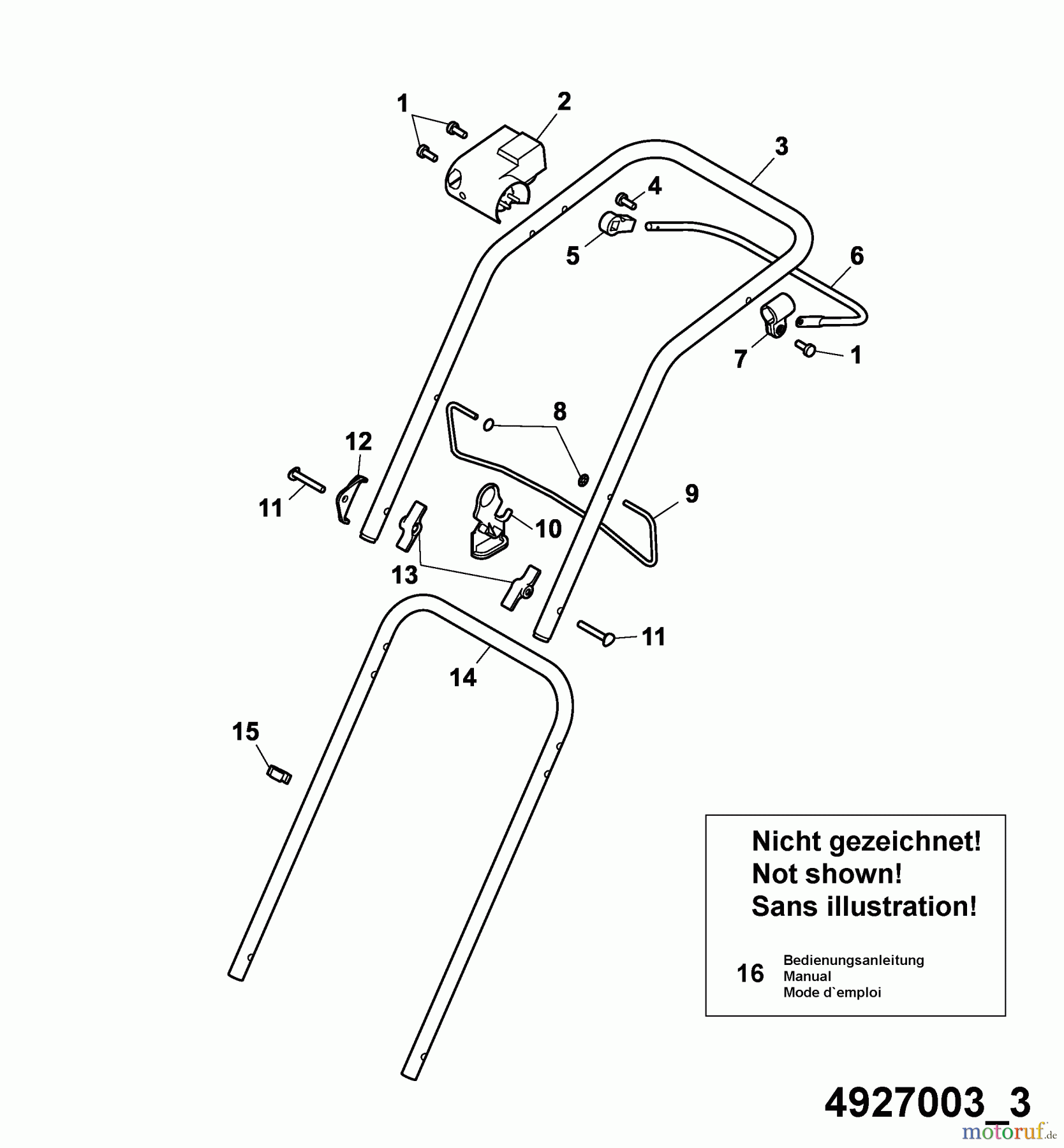  Wolf-Garten Electric mower Power Edition 37 E 4927003 Series A  (2005) Handle