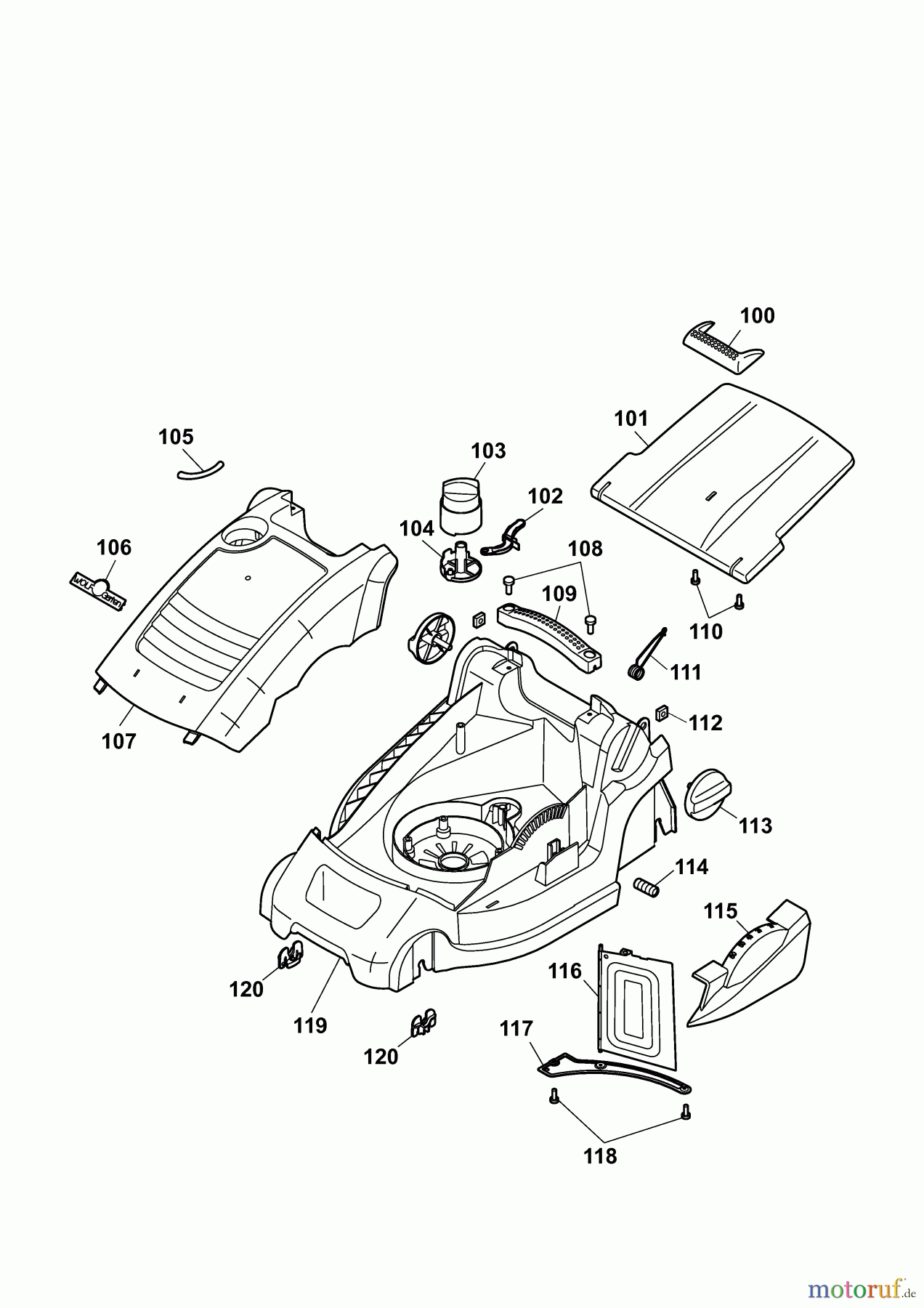  Wolf-Garten Electric mower Power Edition 37 E 4927003 Series E  (2009) Deck housing