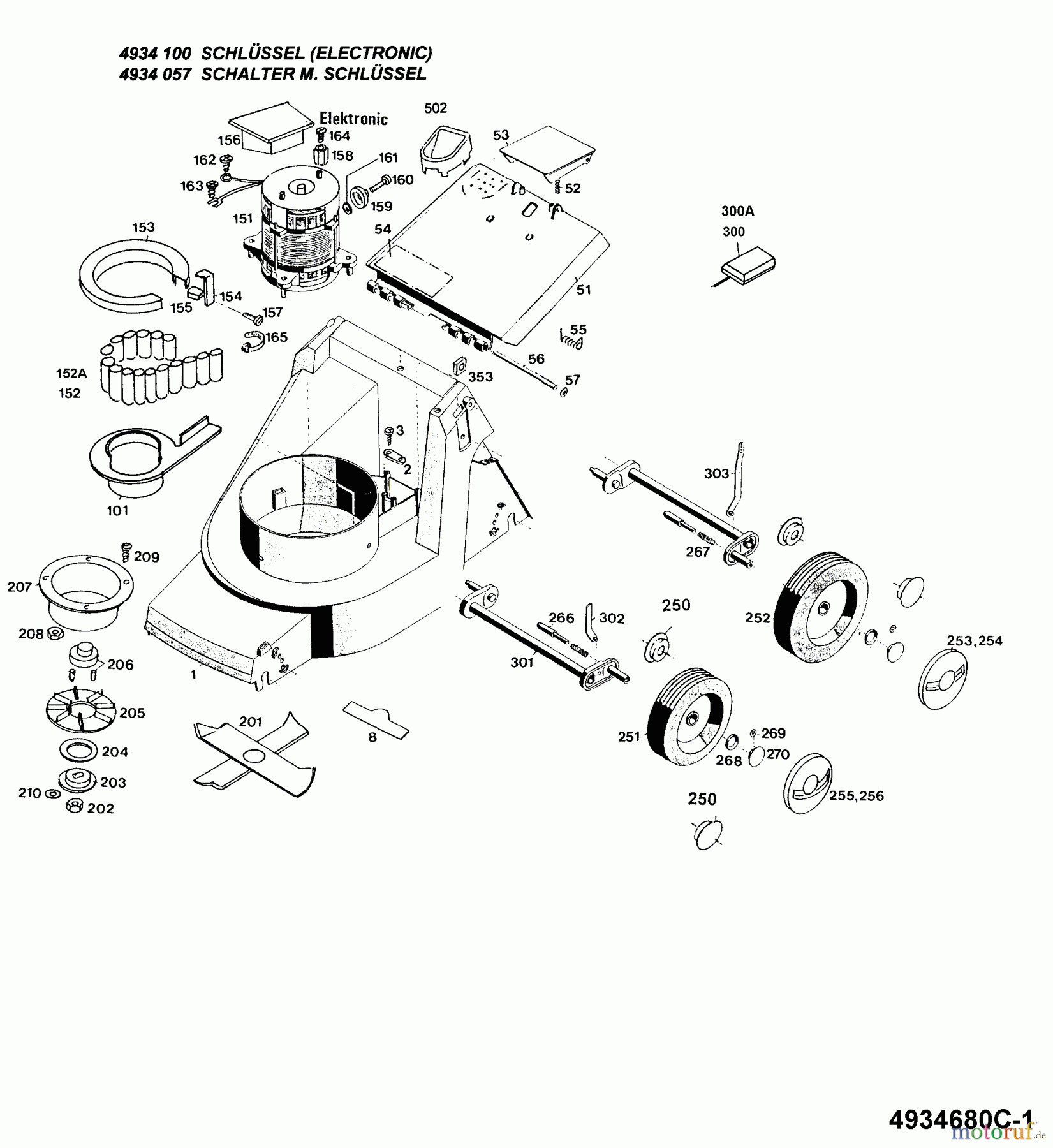  Wolf-Garten Battery mower 6.35 Accu 4934680 Series C  (1995) Electric motor, Electric parts, Blade, Wheels