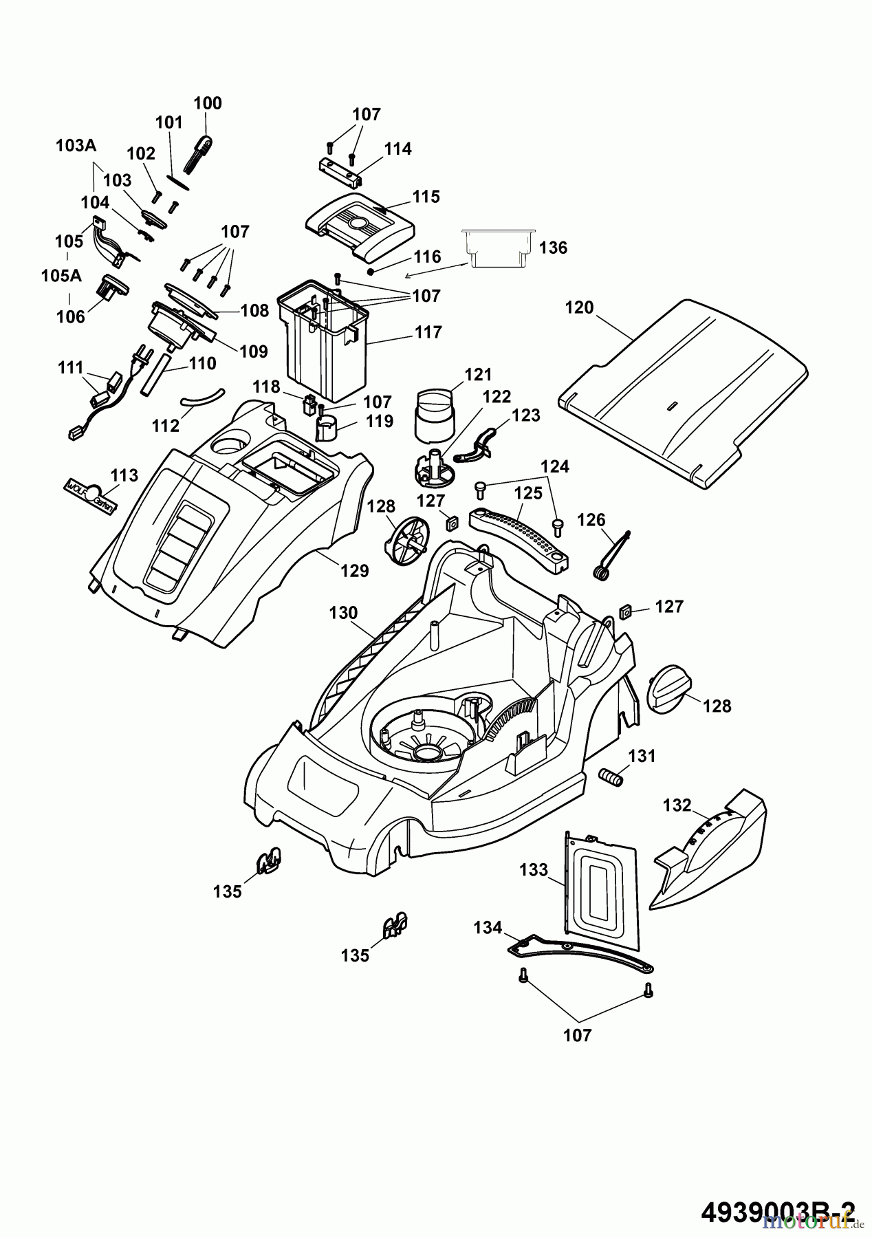  Wolf-Garten Hybrid mower Hybrid Power 37 4939003 Series B  (2008) Deck housing